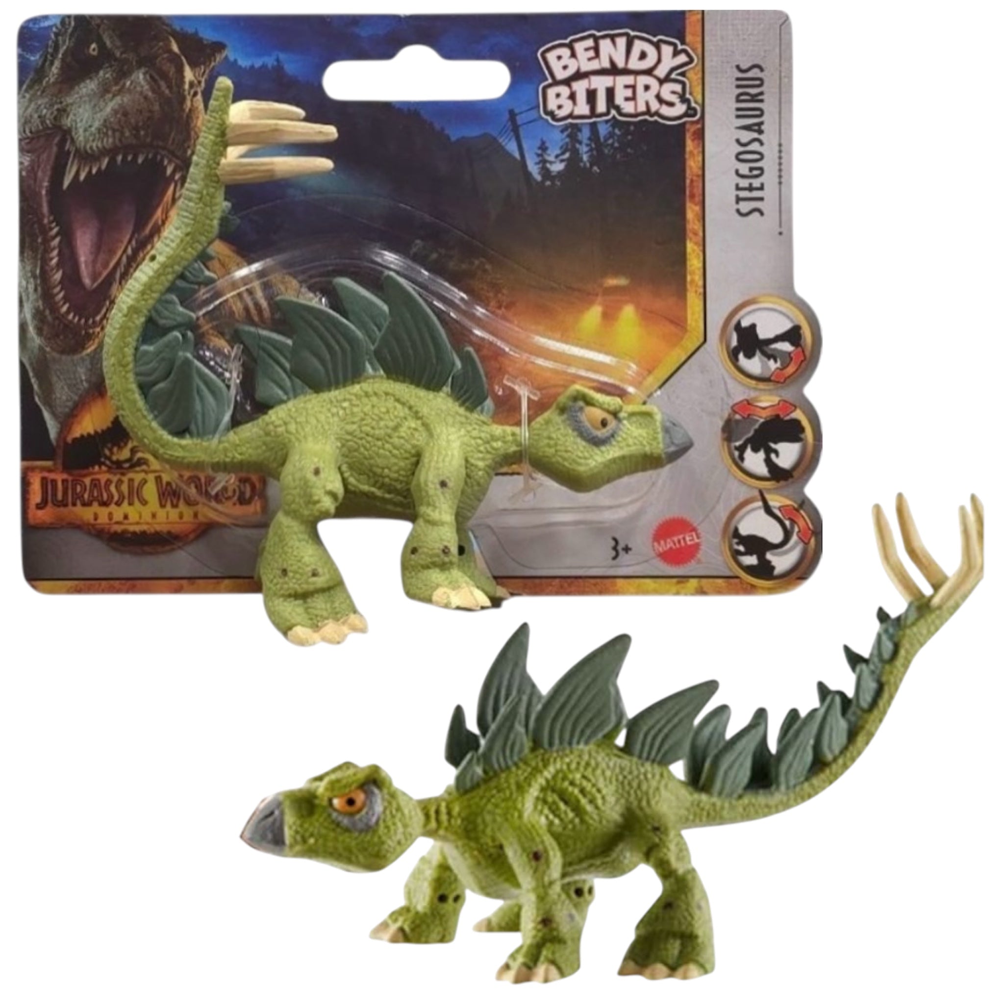 Mattel Jurassic World Stegosauro Bendy Biters 9 cm
