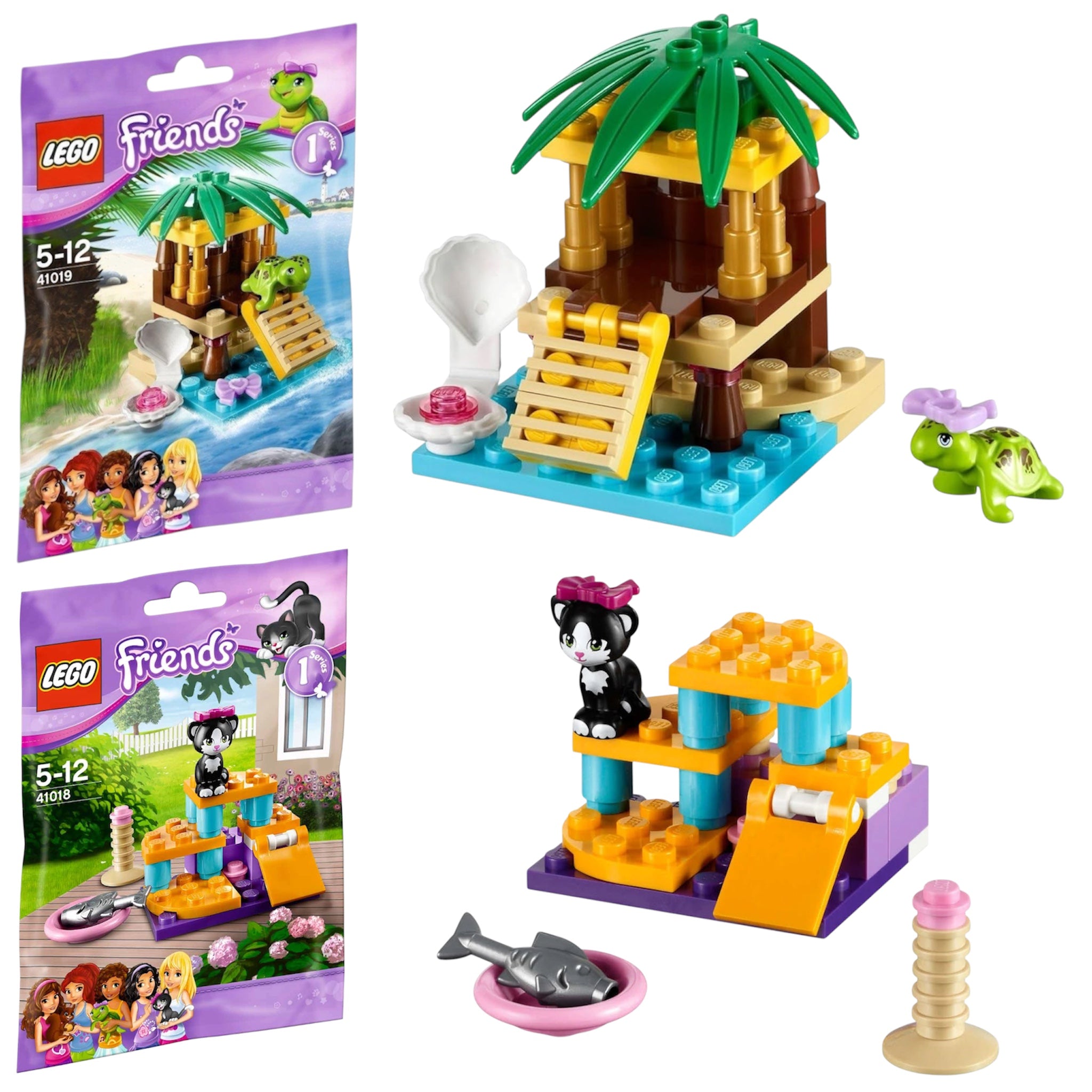 LEGO Friends Pets 2 pz Il Parco Giochi del Gatto e La Piccola Oasi della Tartaruga