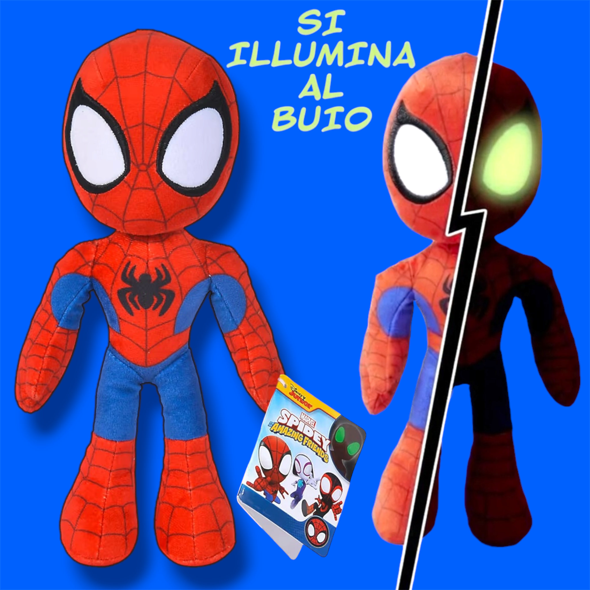 Simba Disney Marvel Spidey Peluche Spiderman 25 cm con Occhi Luminosi