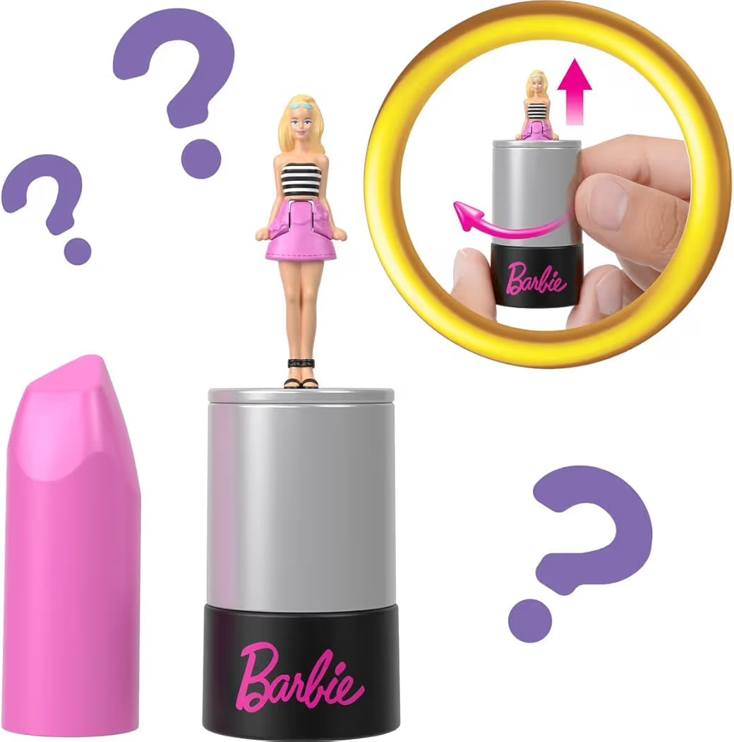 Mattel Barbie Beach Castana e Mini BarbieLand Fashionistas 3,8 cm a Sorpresa nel Rossetto
