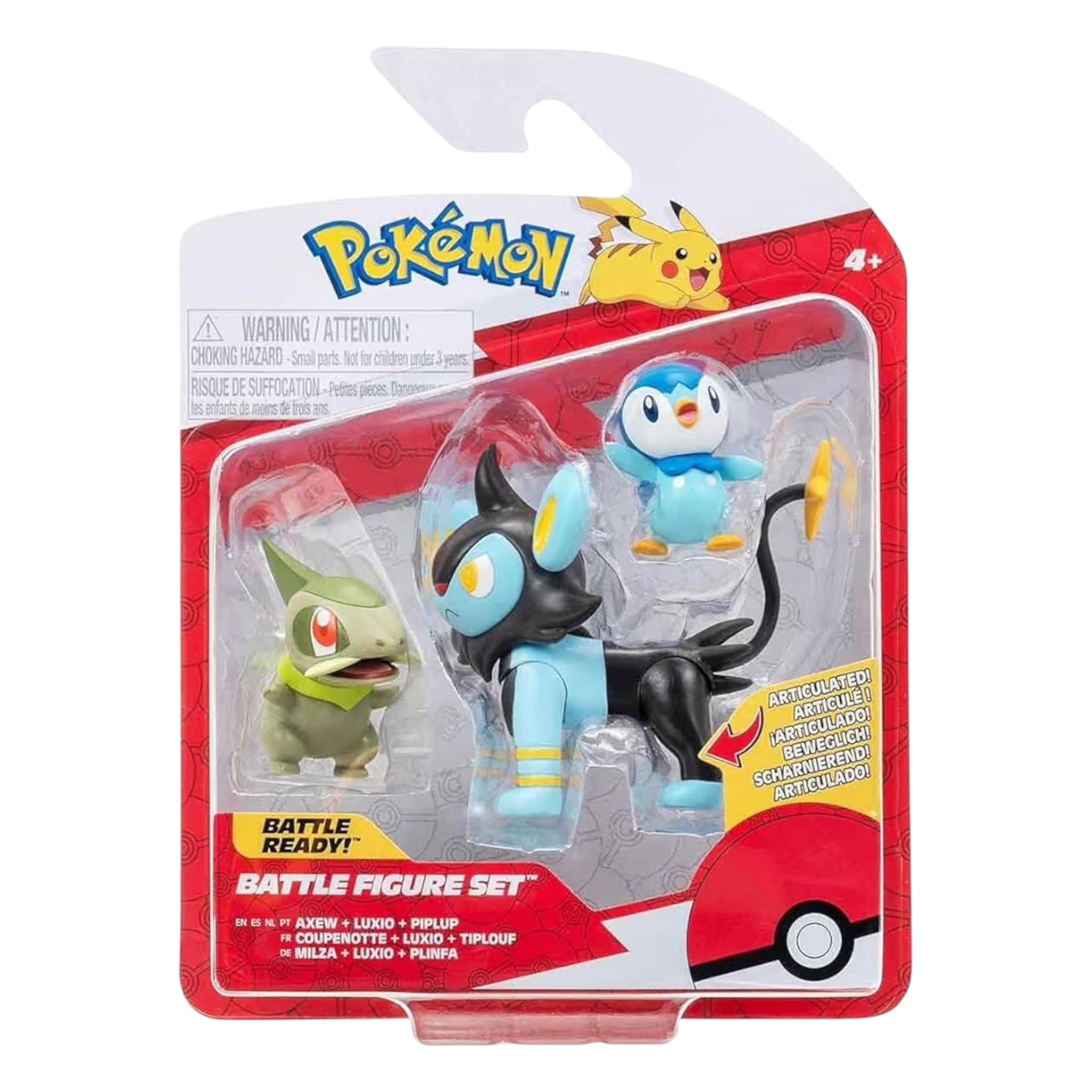 Pokémon Set di Action Figure da battaglia Milza, Plinfa, Luxio personaggi ufficiali