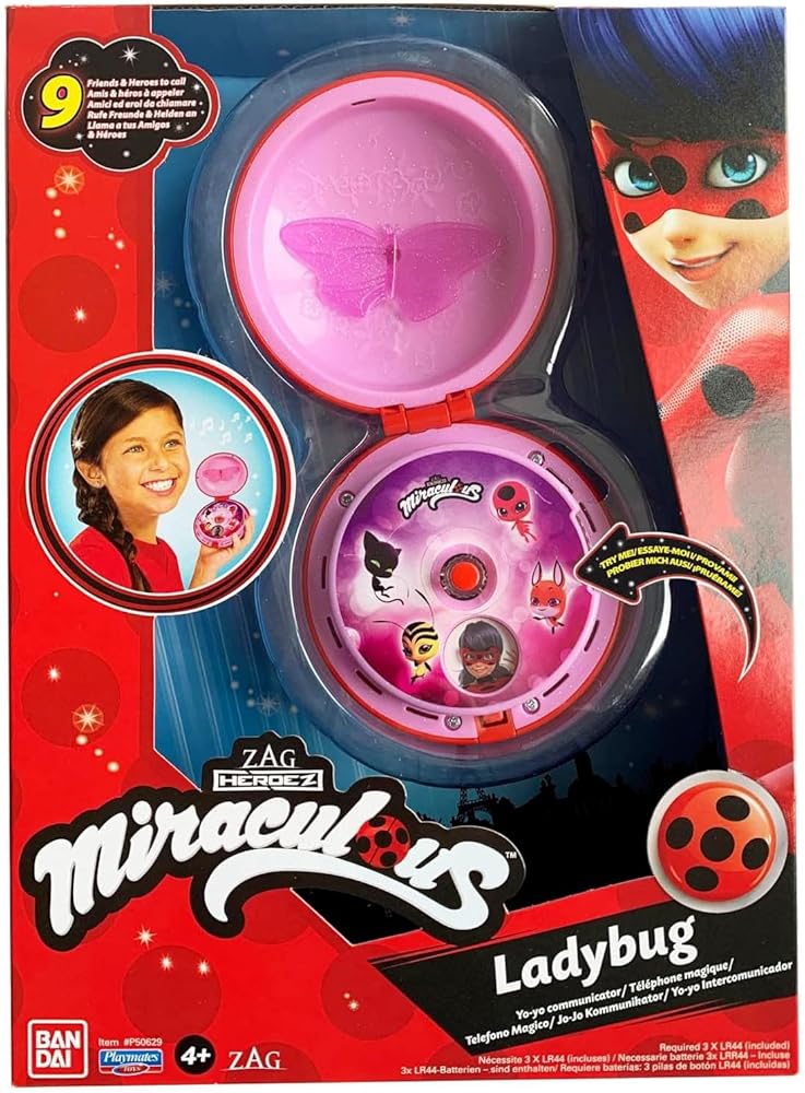 BANDAI Miraculous Yoyo Telefono magico con suoni e luminoso di Ladybug - Accessorio di role play per travestirsi da Ladybug