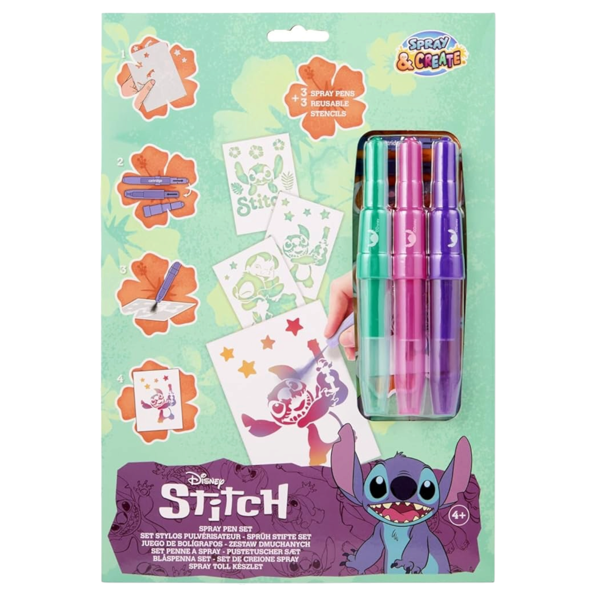 Spray Pen Set 3pz Stitch con Stencil