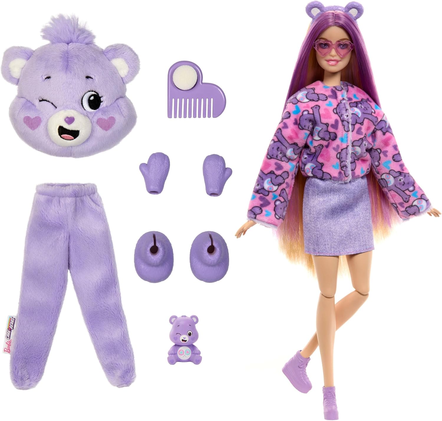 Mattel Barbie Cutie Reveal Care Bear Cambio Colore e Mini BarbieLand Fashionistas 3,8 cm a Sorpresa Tubetto Rossetto Rosso