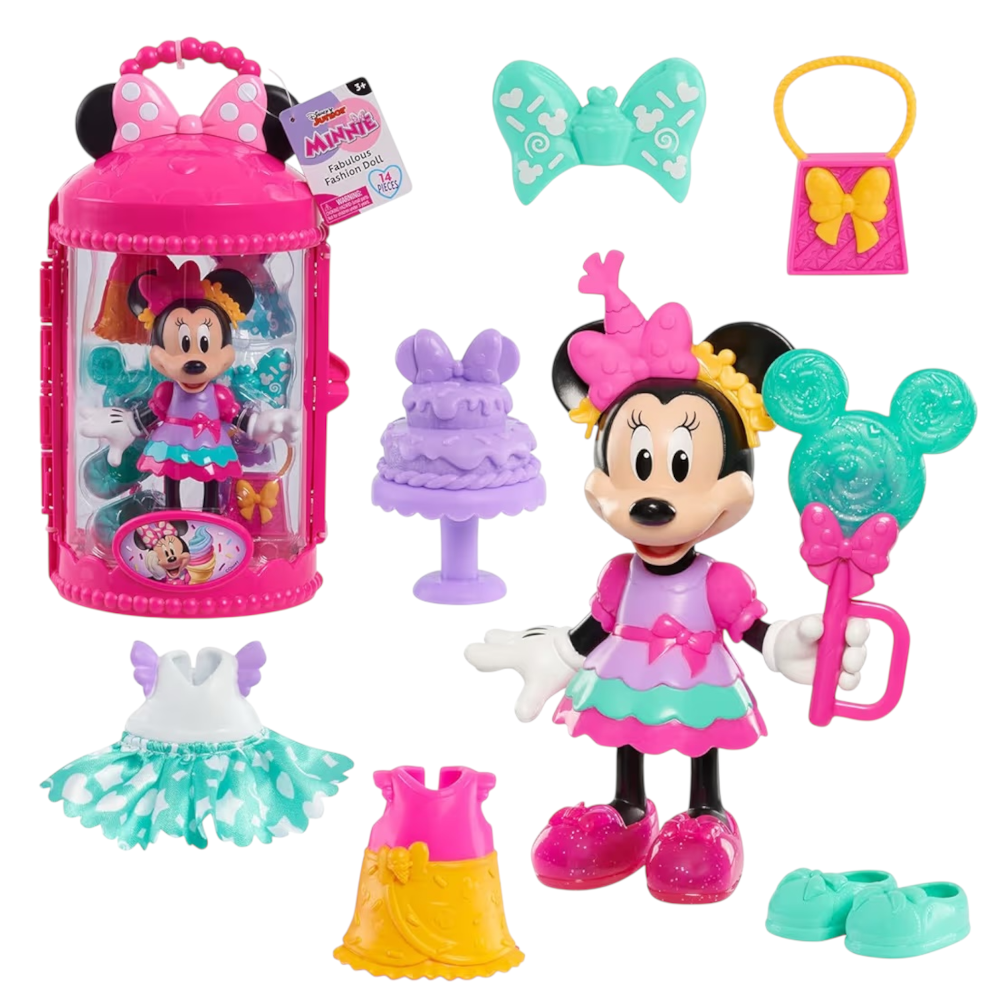 Just Play Minnie Mouse Fashion 14- pezzi Sweet Party Doll and Accessories