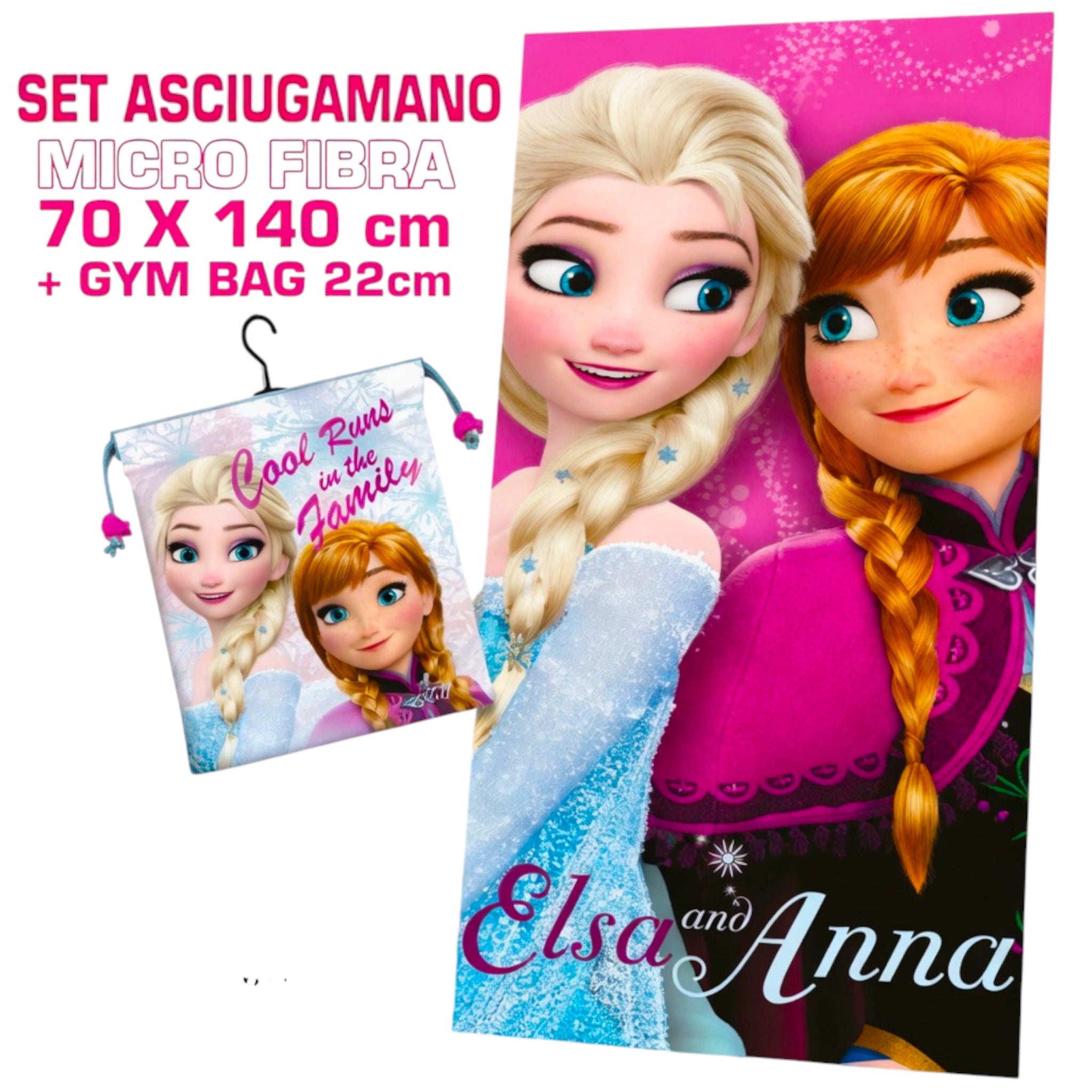 Telo mare DISNEY FROZEN 140 x 70 cm asciugamano in microfibra con sacca scarpe per bambini piscina spiaggia