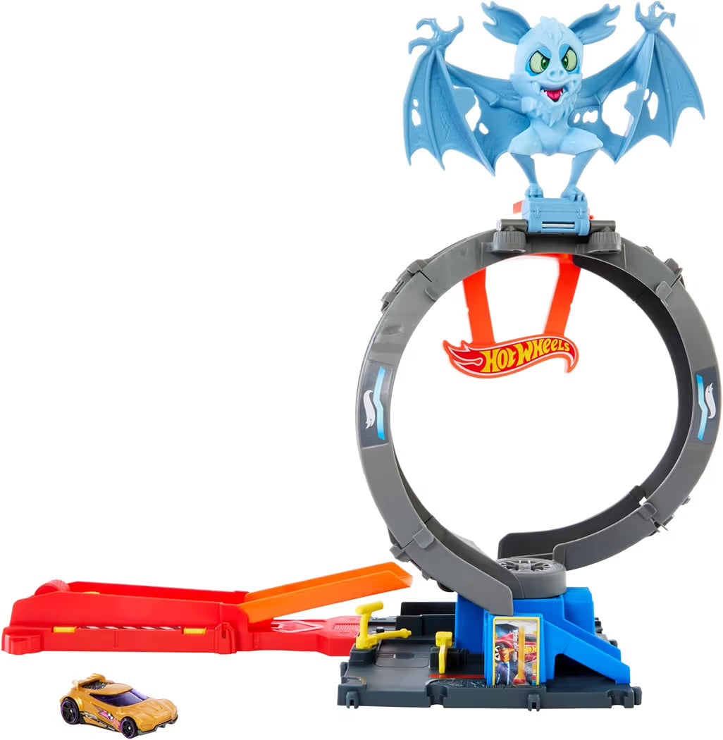 Hot Wheels City 'Let's Race' Netflix - Pista con loop e lanciatore Attacco del Pipistrello