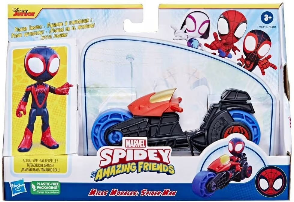 Hasbro Marvel Miles Morales Spider-Man con Motocicletta Giocattolo