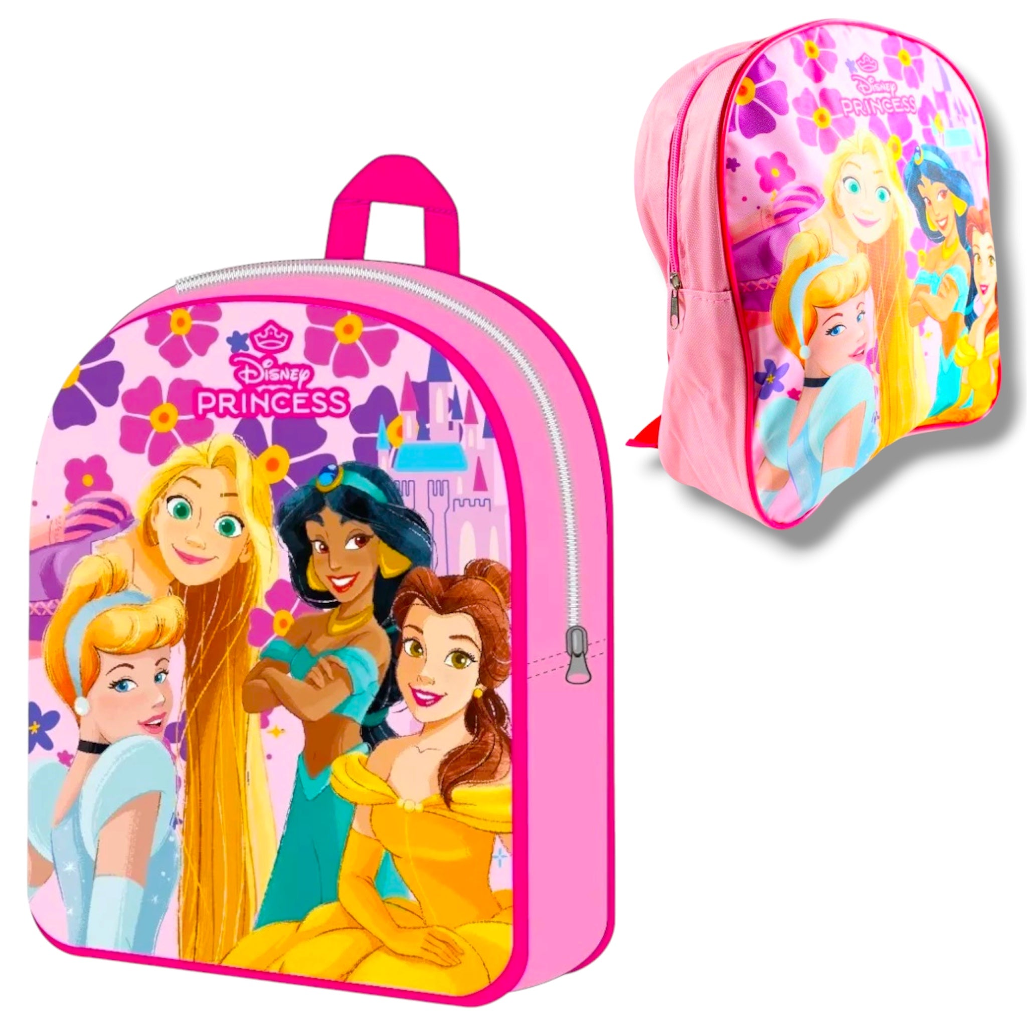 DISNEY PRINCESS Zaino Personaggi Belle Cenerentola Jasmine Rapunzel Ideale per Asilo e Tempo Libero – Estate, Vacanze e Mare