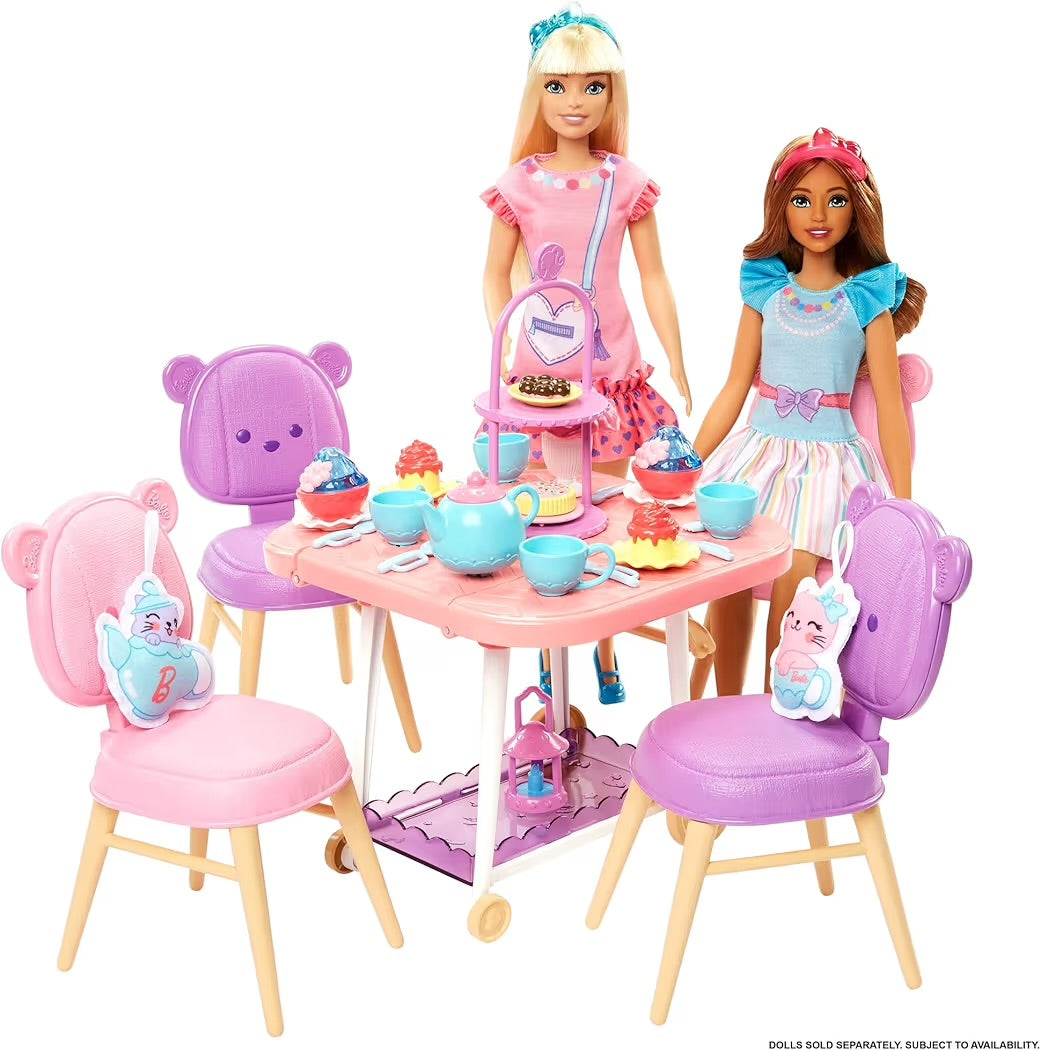 Mattel Barbie La Mia Prima Barbie Playset Servizio da tè con carrello che diventa tavolo e tanti accessori, HMM65