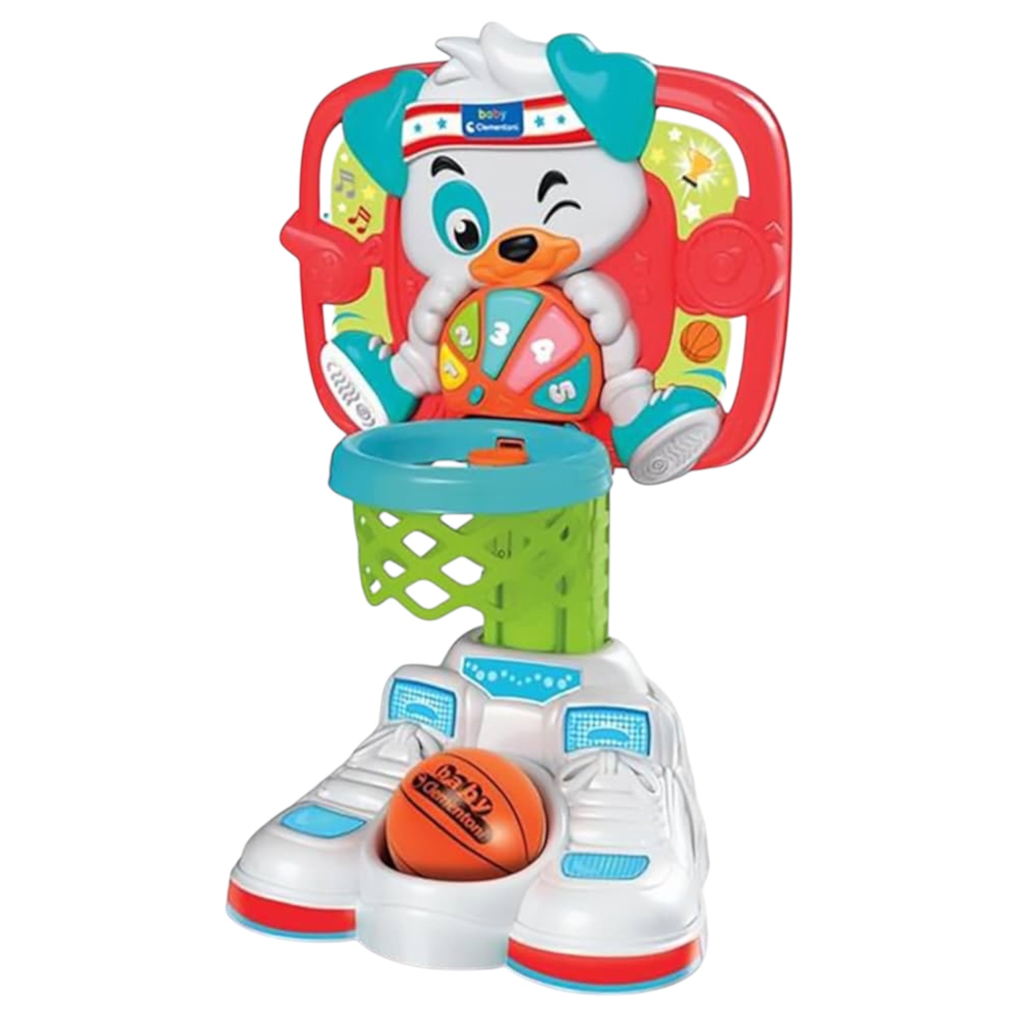 Clementoni Baby 1,2,3 Canestro Basket, Giocattolo Elettronico con Luci e Suoni Bambini 18+ Mesi