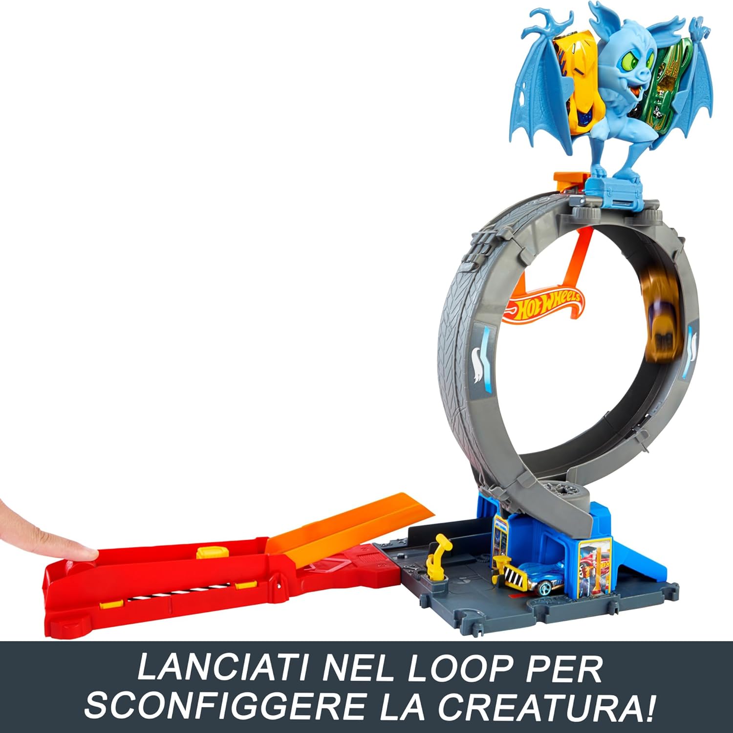 Hot Wheels City 'Let's Race' Netflix - Pista con loop e lanciatore Attacco del Pipistrello