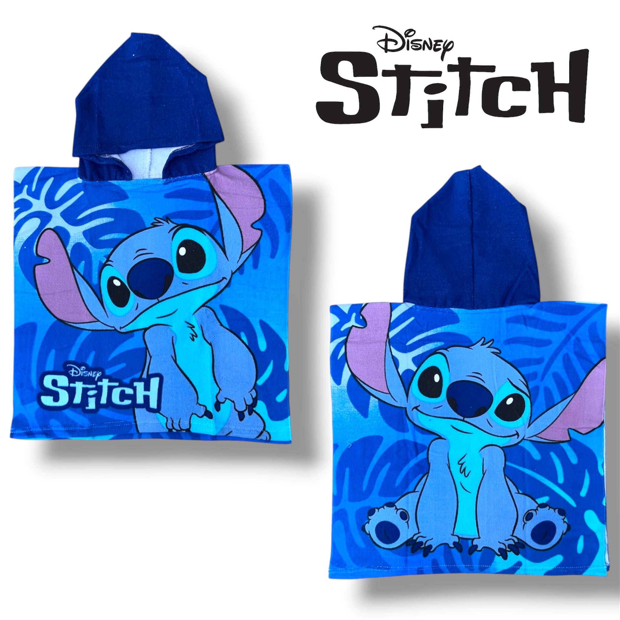 Poncho Disney Stitch con cappuccio Asciugamano da spiaggia Mare e piscina Accappatoio in microfibra 50x100 cm asciugatura rapida, ultra morbido