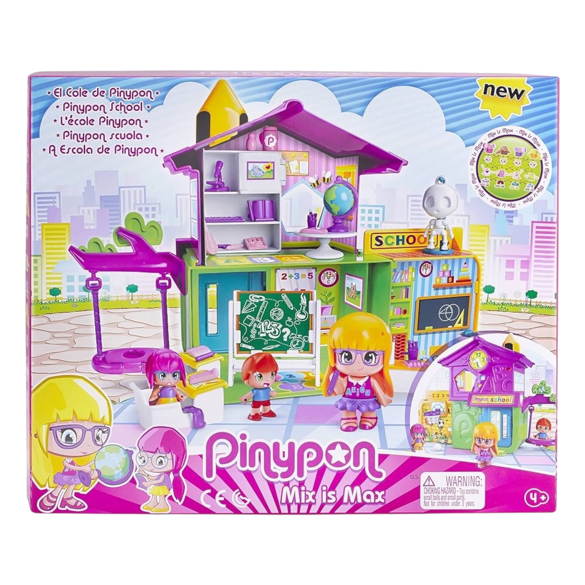 Pinypon Scuola con accessori, con 3 personaggi Famosa