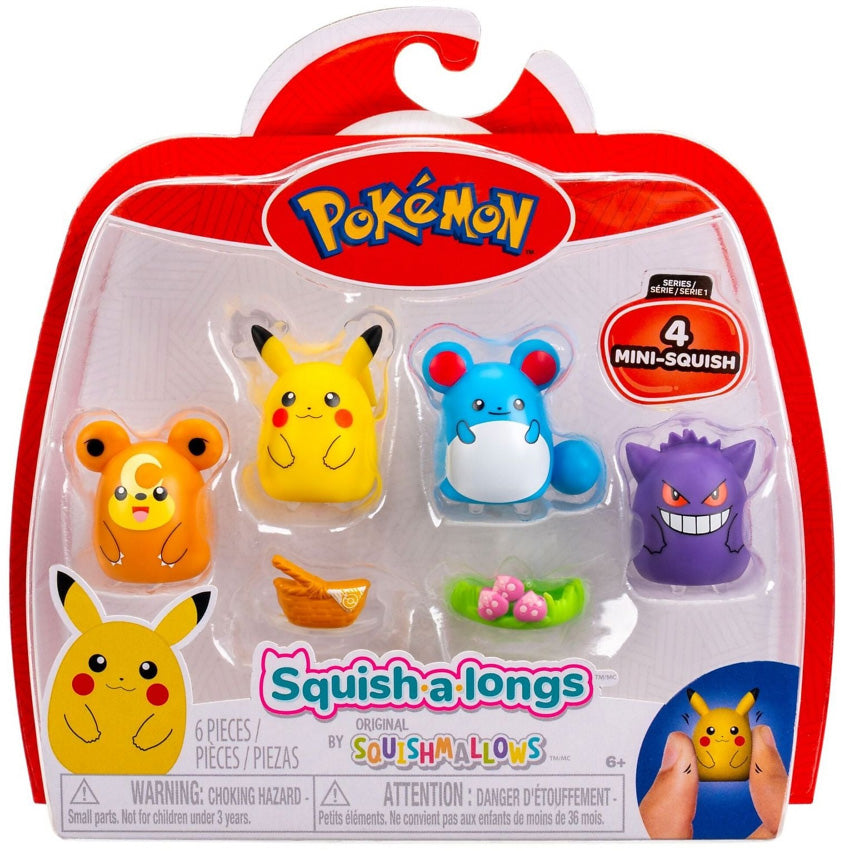 Pokémon Squish-a-longs Serie 1 Set di 4 Mini-Squish Action Figure Squishmallows