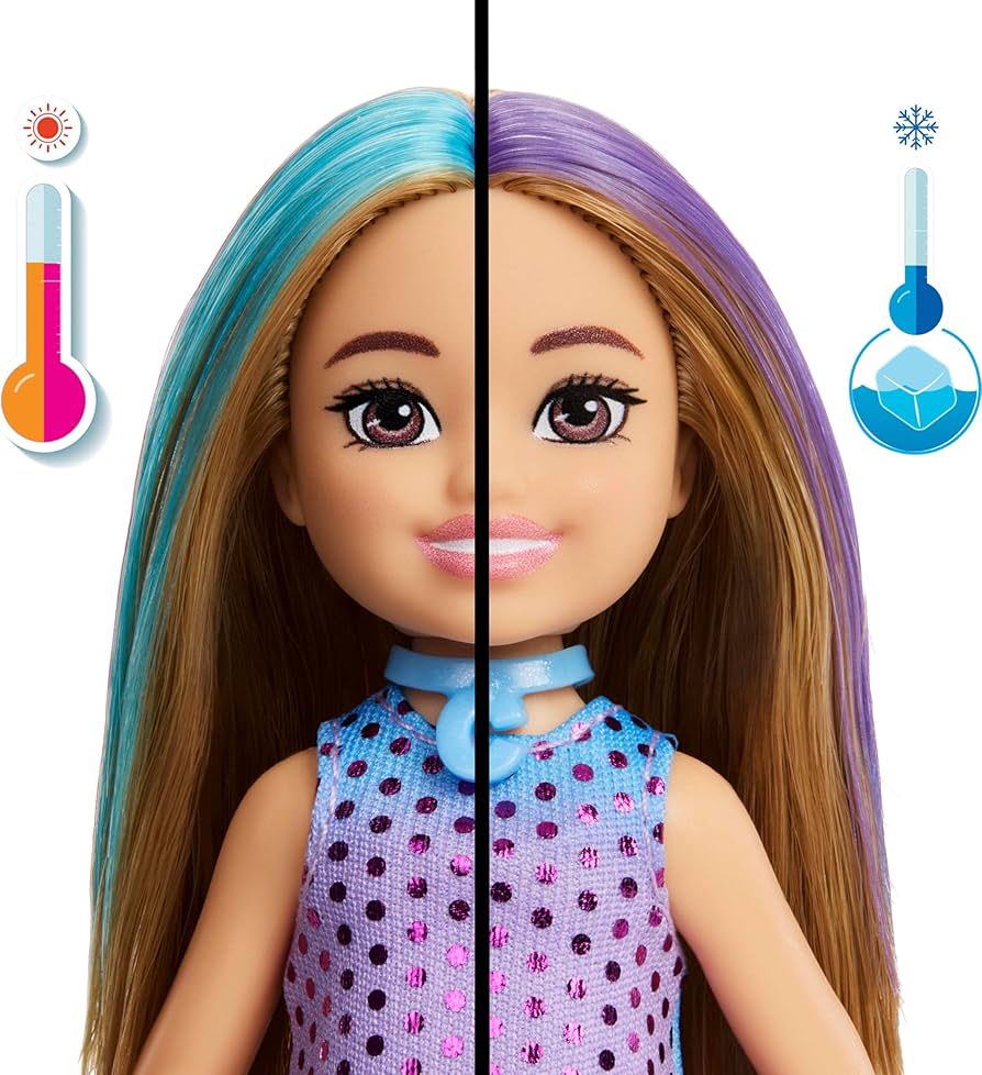 Mattel Barbie Party Surprise Chelsea 1 pz bambola e Mini BarbieLand Fashionistas 3,8 cm a Sorpresa Tubetto Rossetto Rosso