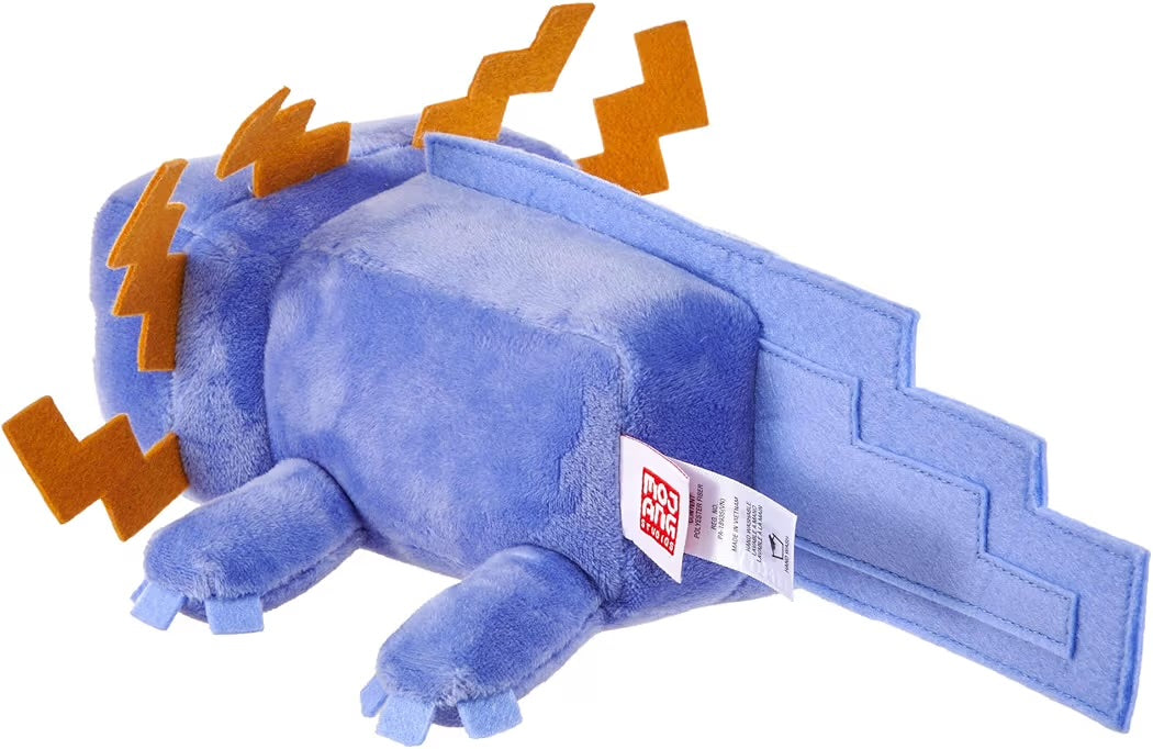 Mattel Minecraft Axolotl blu peluche di 20 cm design pixelato e tessuto di qualità, da abbracciare e coccolare, 3+ anni JDH77
