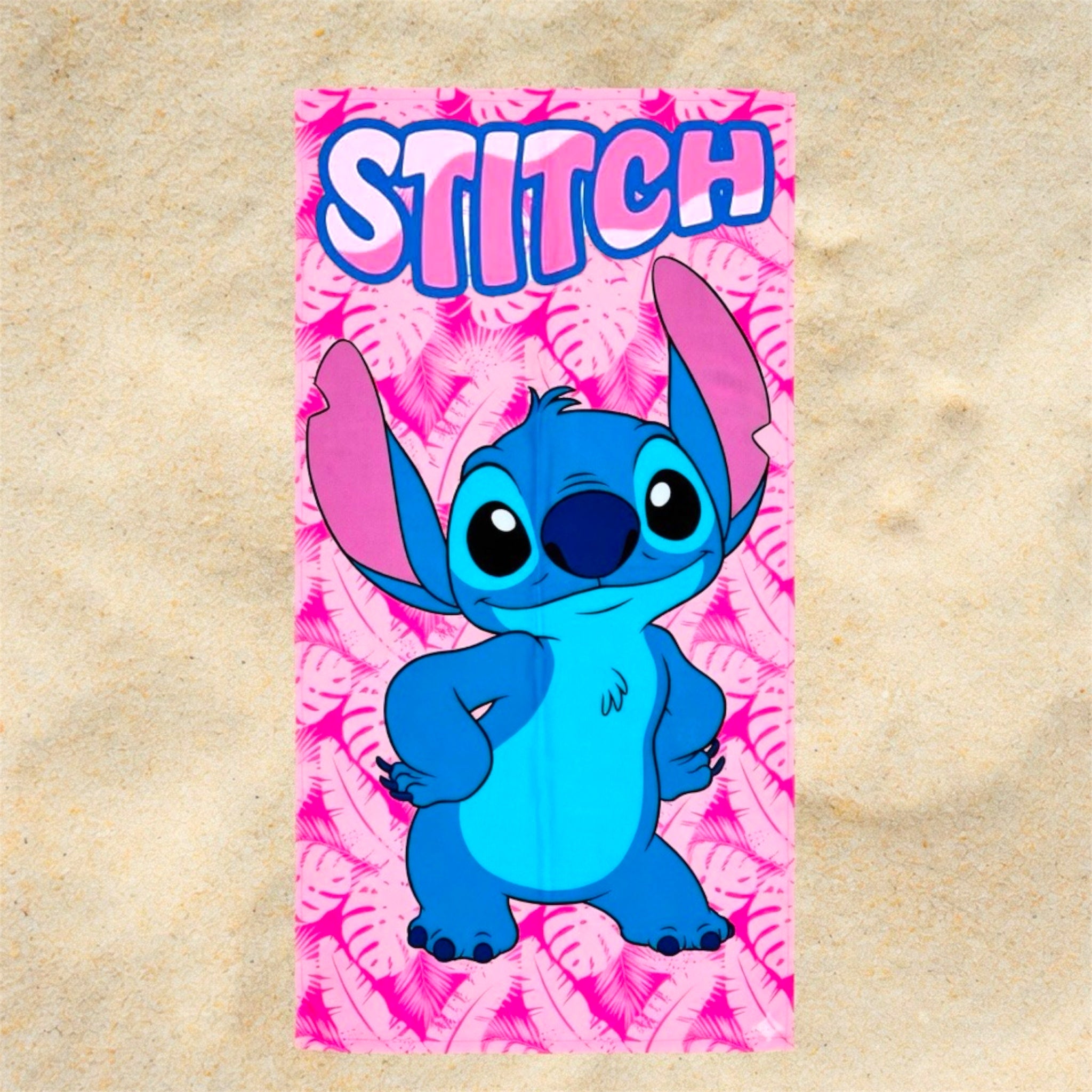 Telo Mare DISNEY STITCH Asciugamano Rosa in Morbida Microfibra per Piscina e Spiaggia dai Colori Vivaci Idea Regalo Estate per Fan di Stitch