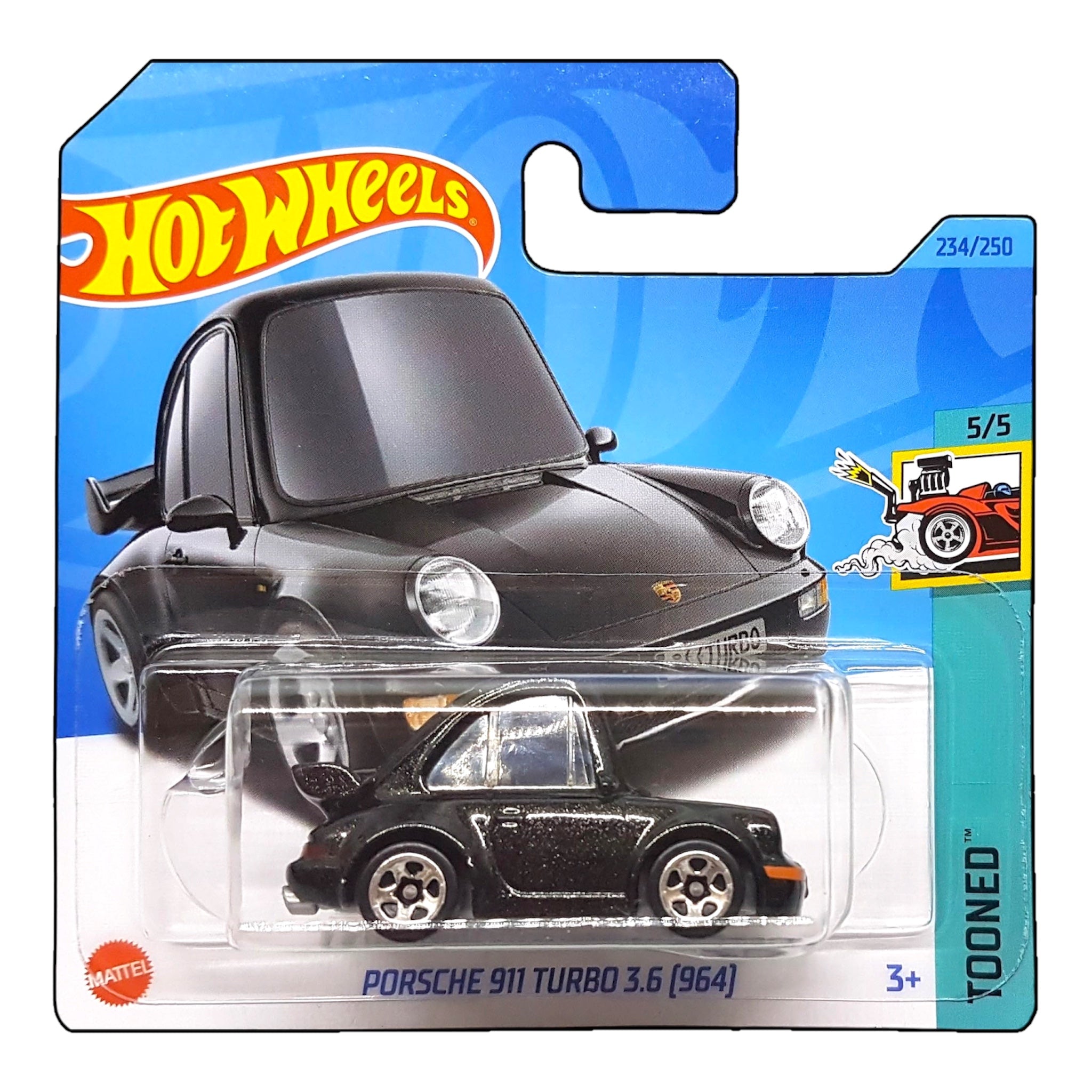 Mattel Hot Wheels Porsche 911 Turbo 3.6 (964) 2023 Nero Metallizzato Tooned 5/5 HKG69 – Modellino Auto Die-Cast