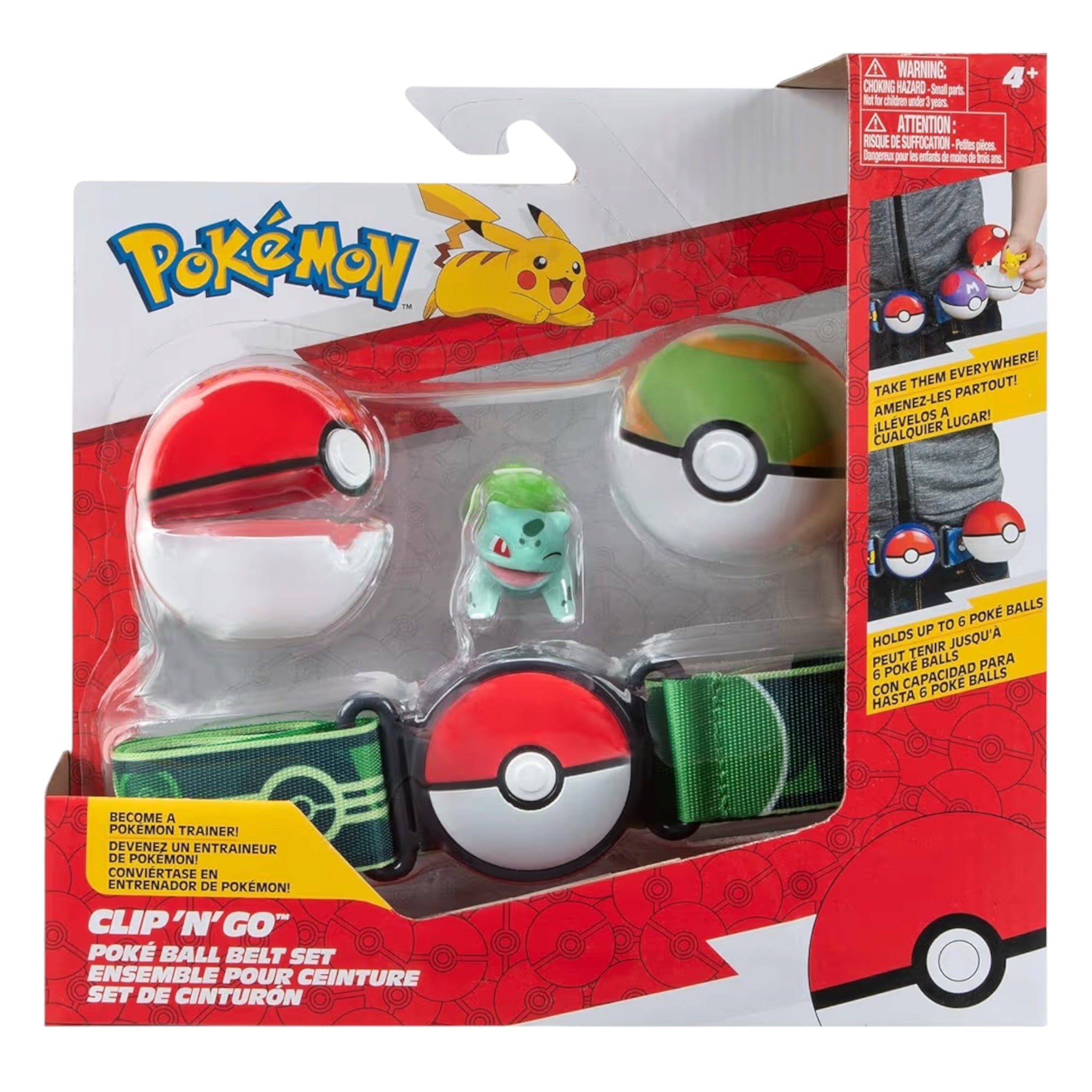 Pokémon Set da 5 cm Bulbasaur Battle Figure con Clip 'N' Go con Nest Ball e Accessori Pokéball