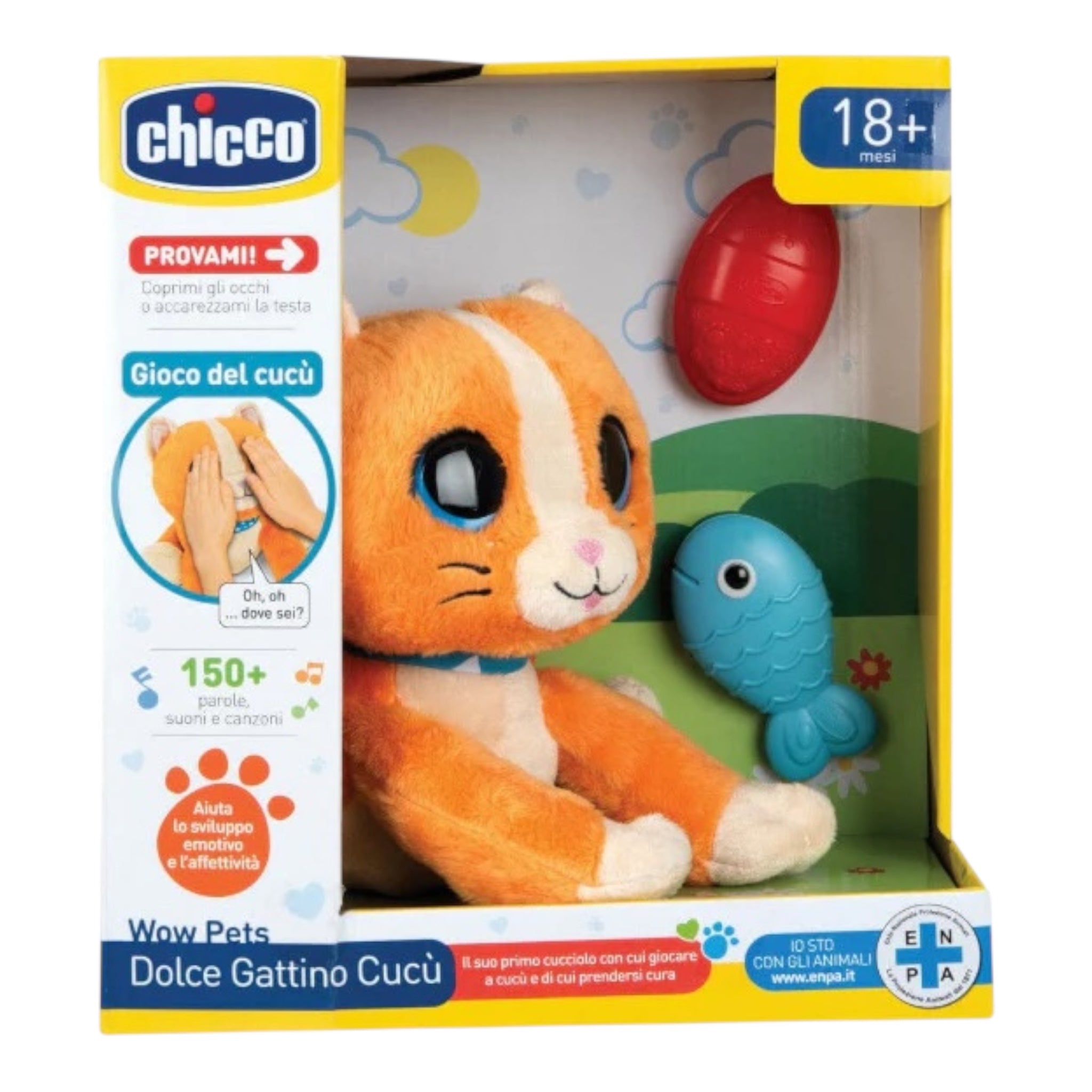 Chicco Dolce Gattino cucù Peluche Interattivo Elettronico 2in1 da 18+ Mesi