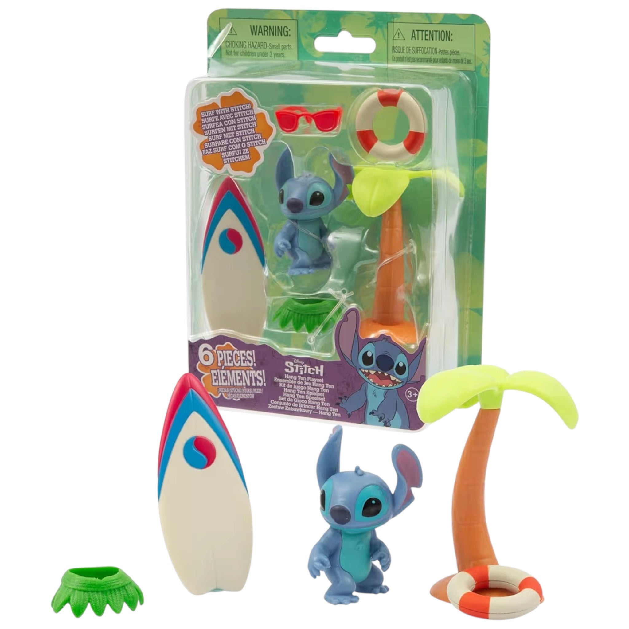 DISNEY STITCH Tema Surf Include Stich Da 5 Cm Contiene Tavola da Surf e tanti accessori per creare divertenti avventure