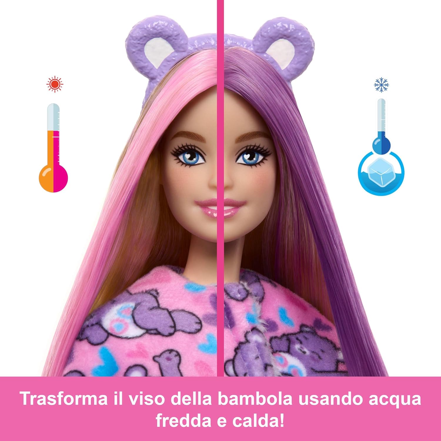 Mattel Barbie Cutie Reveal Care Bear Cambio Colore e Mini BarbieLand Fashionistas 3,8 cm a Sorpresa Tubetto Rossetto Rosso