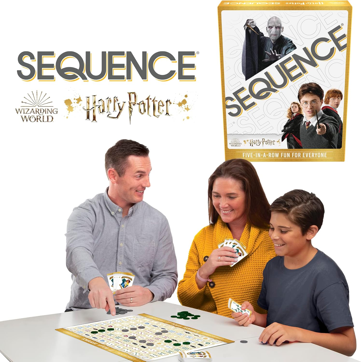 Goliath SEQUENCE Harry Potter Gioco da Tavolo e Carte da 7 Anni per Famiglie Allinea 5 Pedine per Creare la Sequenza da 2 a 12 Giocatori - Idea Regalo