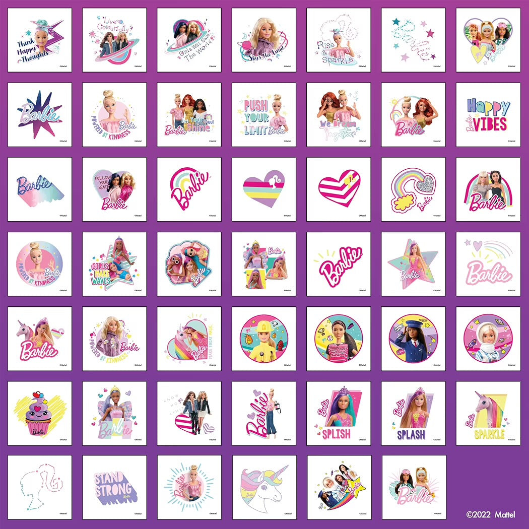 Mattel Barbie Bionda con Abito Rosa e Cuore Plastilina Glitter, Tatuaggi Barbie Colore Casuale