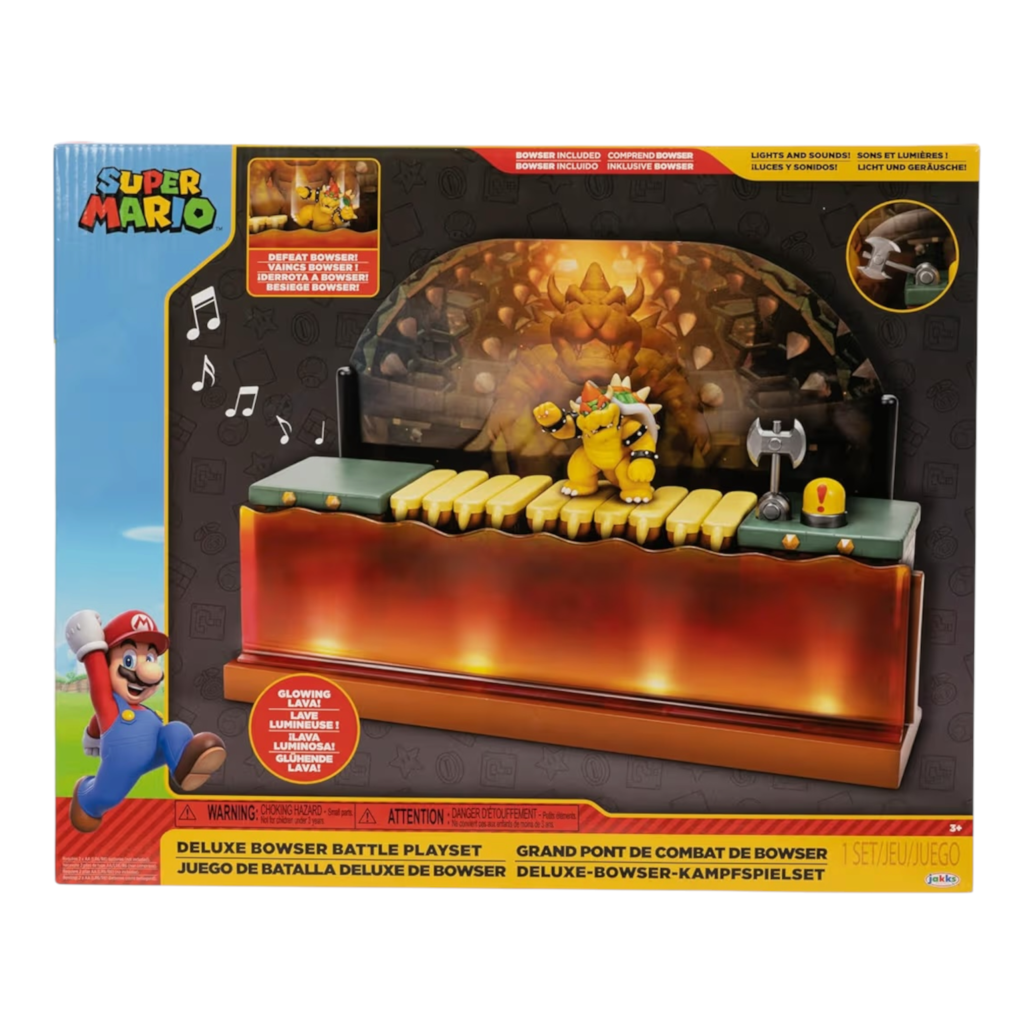 Nintendo Super Mario – Playset Battaglia di Bowser Deluxe con Personaggio Bowser 8 cm, Scenario Dettagliato