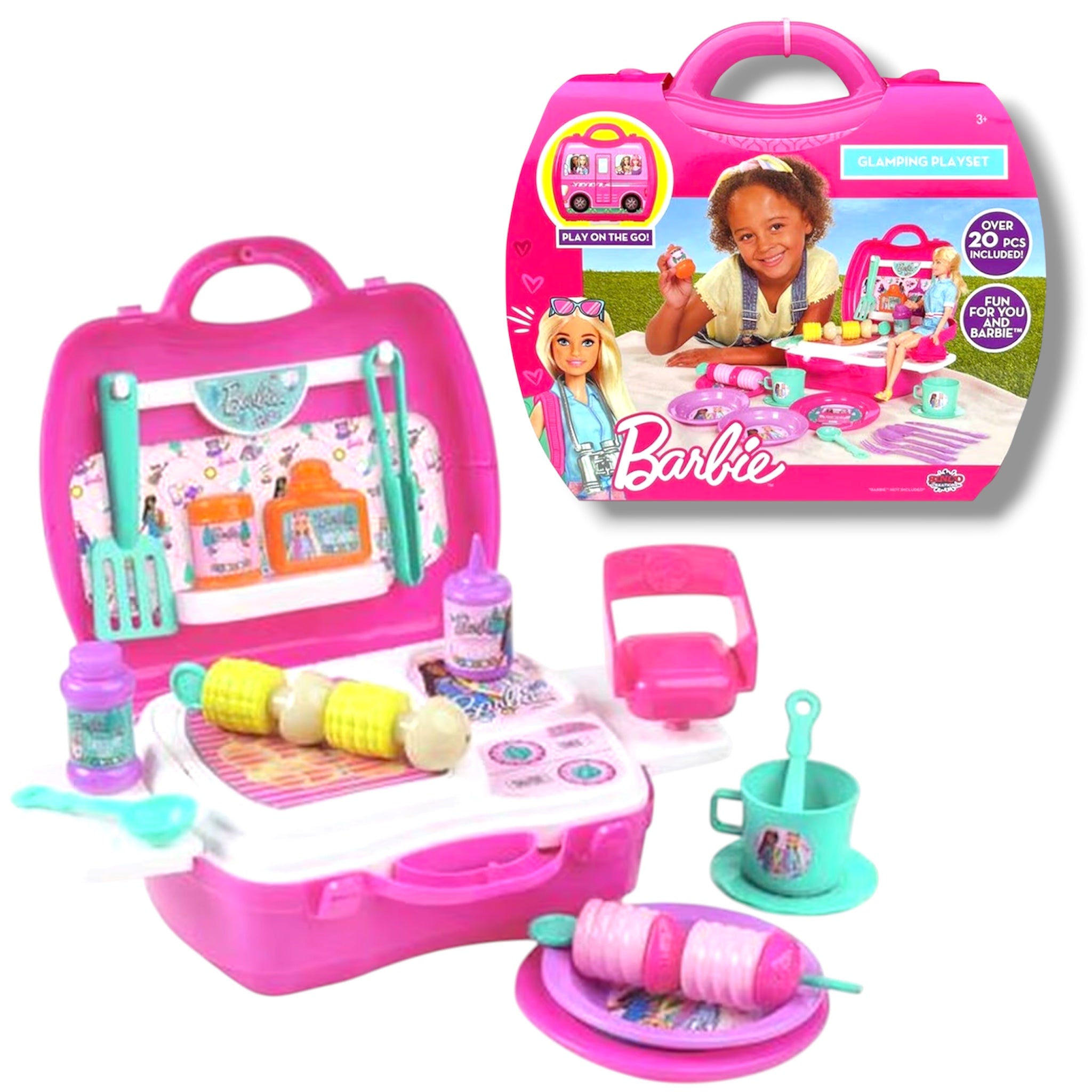 Grandi Giochi Barbie Cucina Creations Campeggio BBQ Playset 20 Pezzi Playset Viaggio Bambola non inclusa