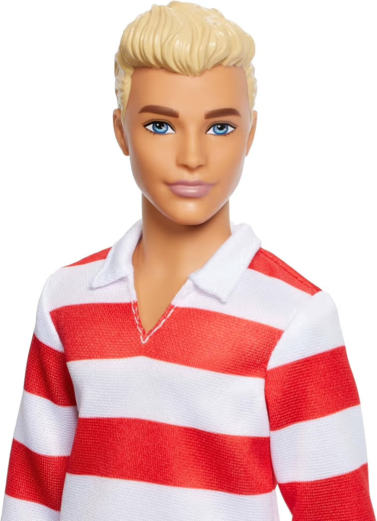 Barbie Ken Fashionistas 241 con Capelli Biondi, Polo a Righe e Shorts Rosa giocattolo per bambini 3+ anni