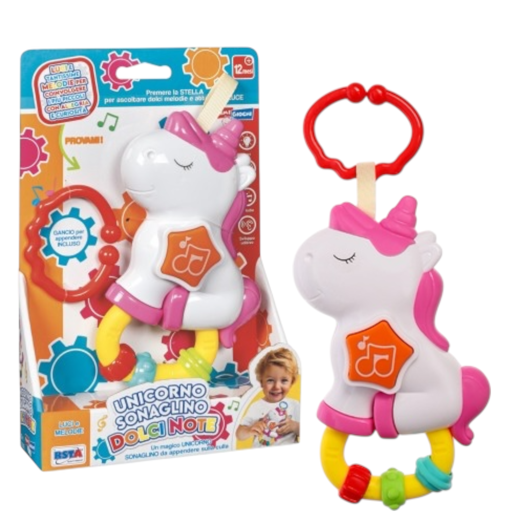 Rstoys Unicorno Sonaglino ^Dolci Note” con Luci e Suoni