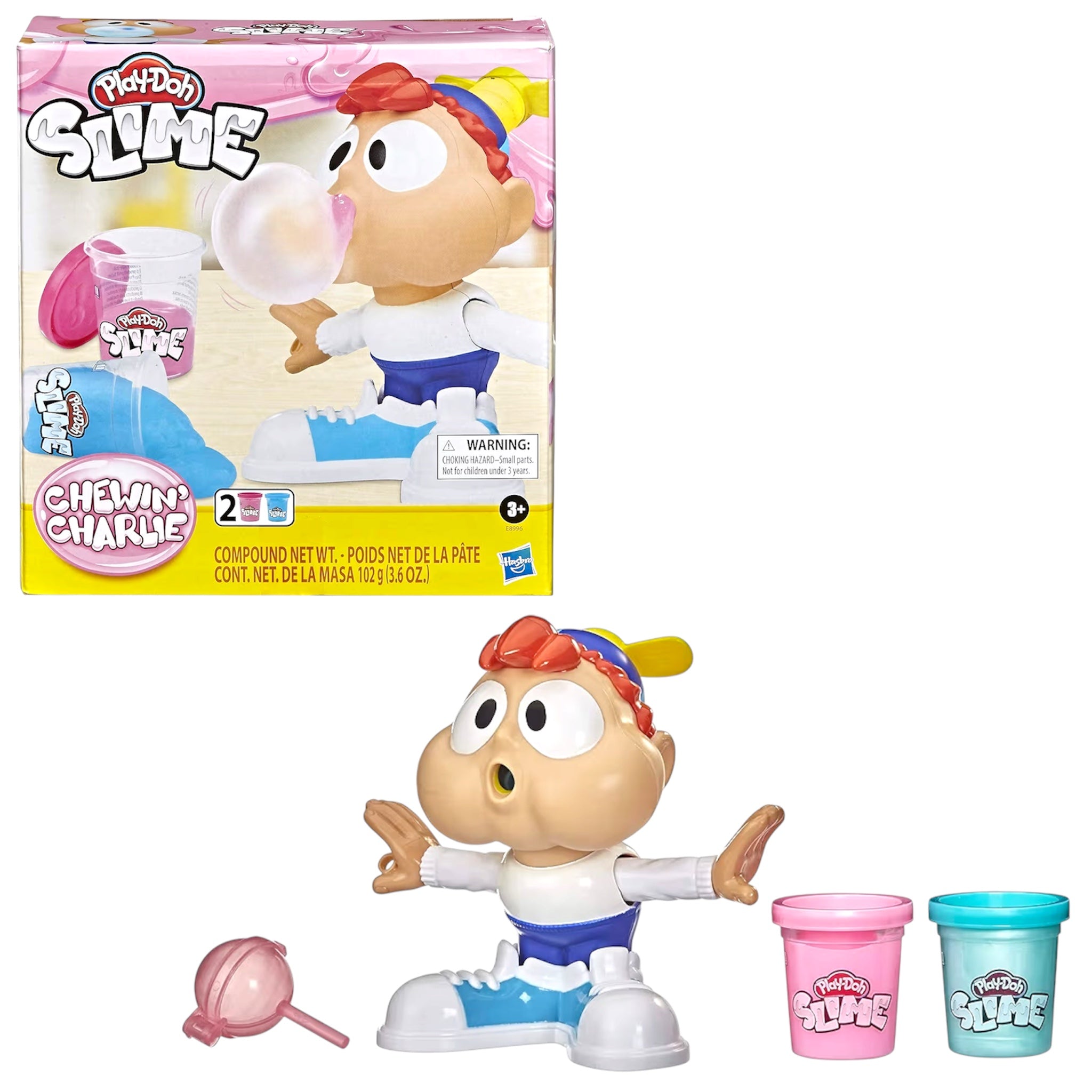 Hasbro Play-Doh Charlie Masticone Playset con 2 Slime Rosa e Blu