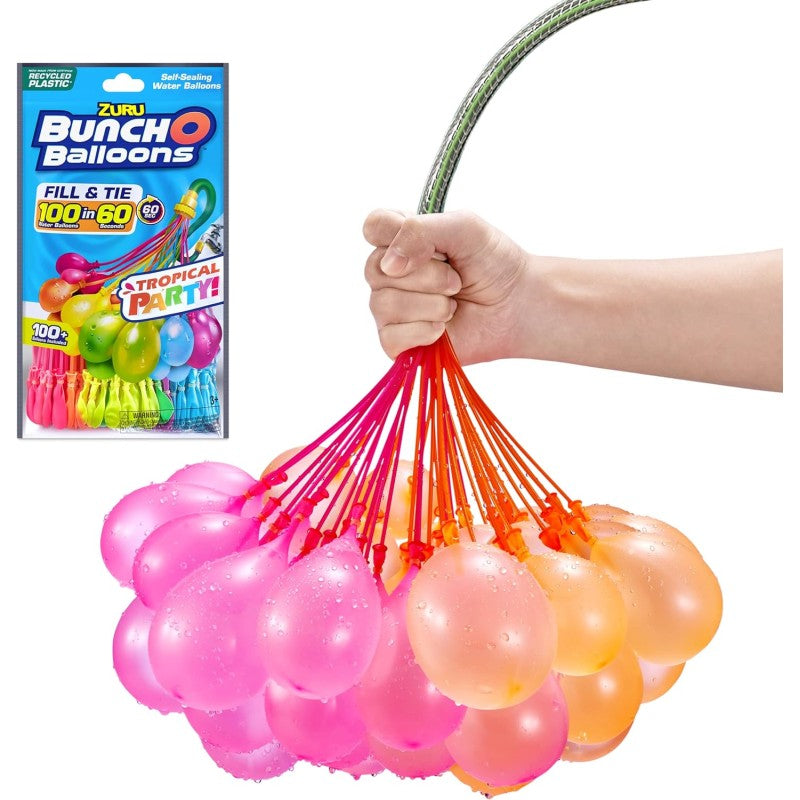 Bunch O Balloons Tropical Party 100+ Palloncini d'Acqua Autosigillanti a Riempimento Rapido