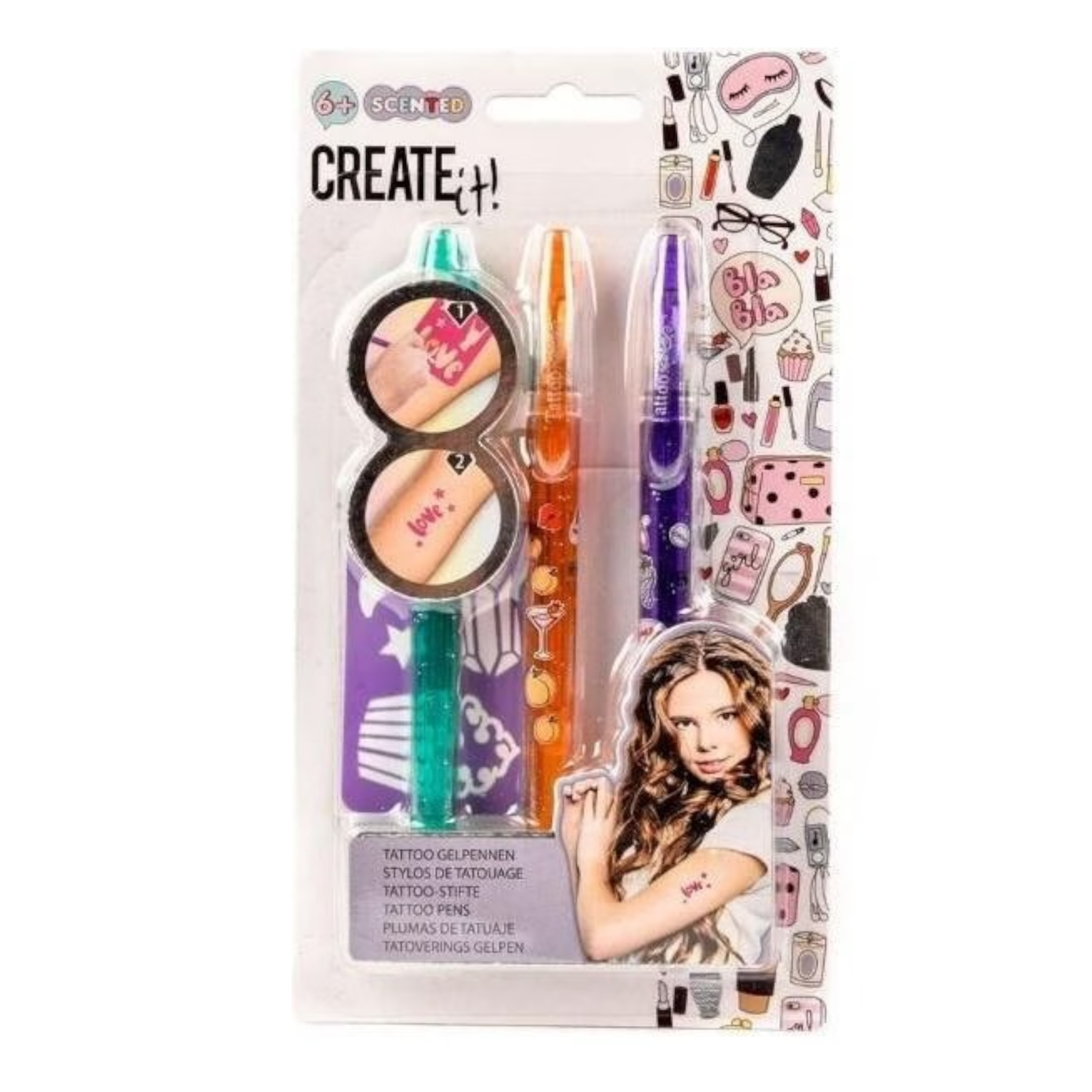 CREATE IT! Set 3 Tattoo Pen Con Stencil