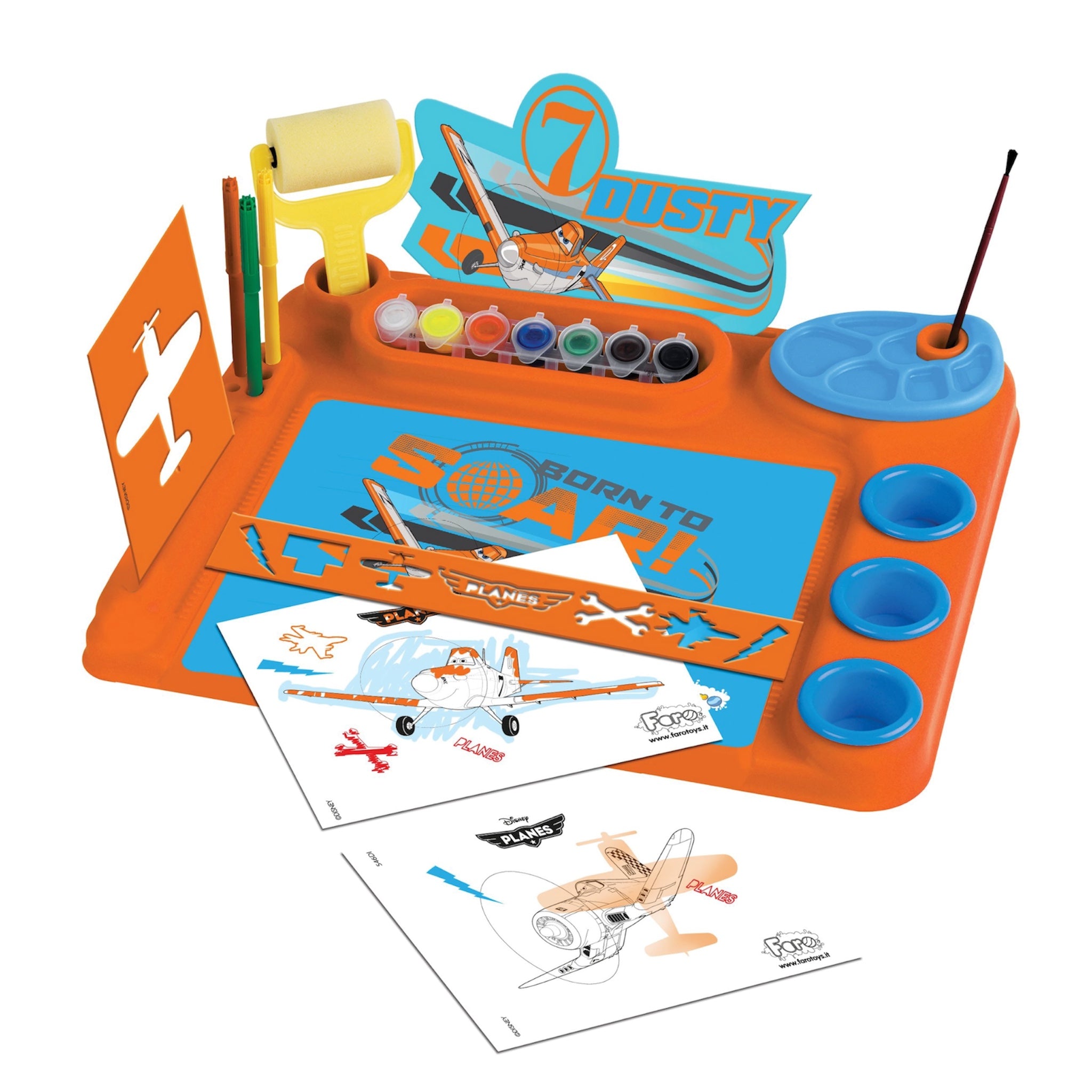 Set Artistico Planes Crea con il Rullo Spugna Tavolozza Completa con Accessori