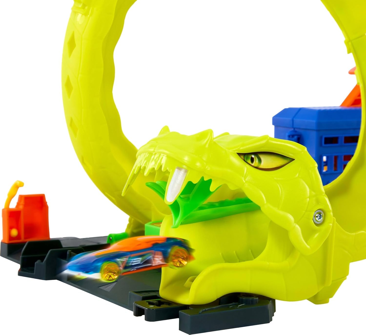 Hot Wheels - Attacco del Serpente Set con Stazione di Servizio e Pista Spirale