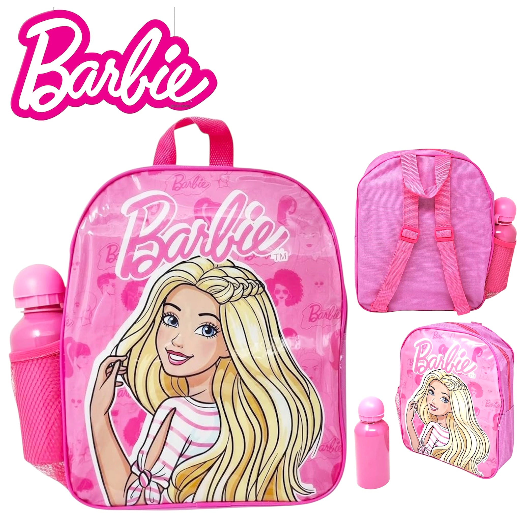 BARBIE Zaino con Borraccia in Alluminio Ideale per Asilo e Tempo Libero – Estate, Vacanze e Mare