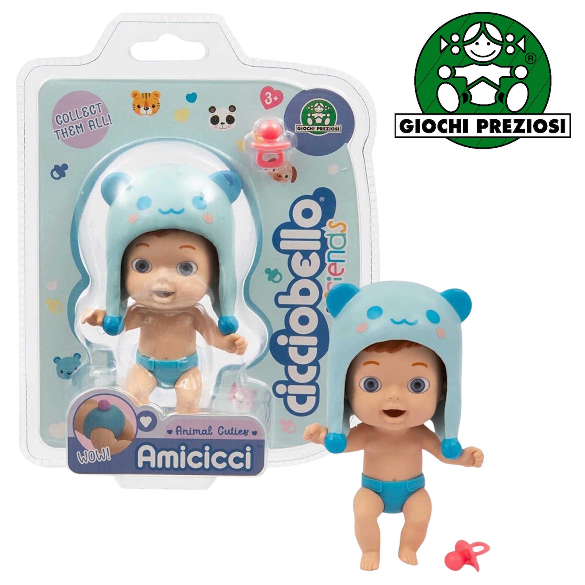 Giochi Preziosi Cicciobello Amicicci animal cuties - Boy Bear Mini Personaggio con cappellino da animaletto