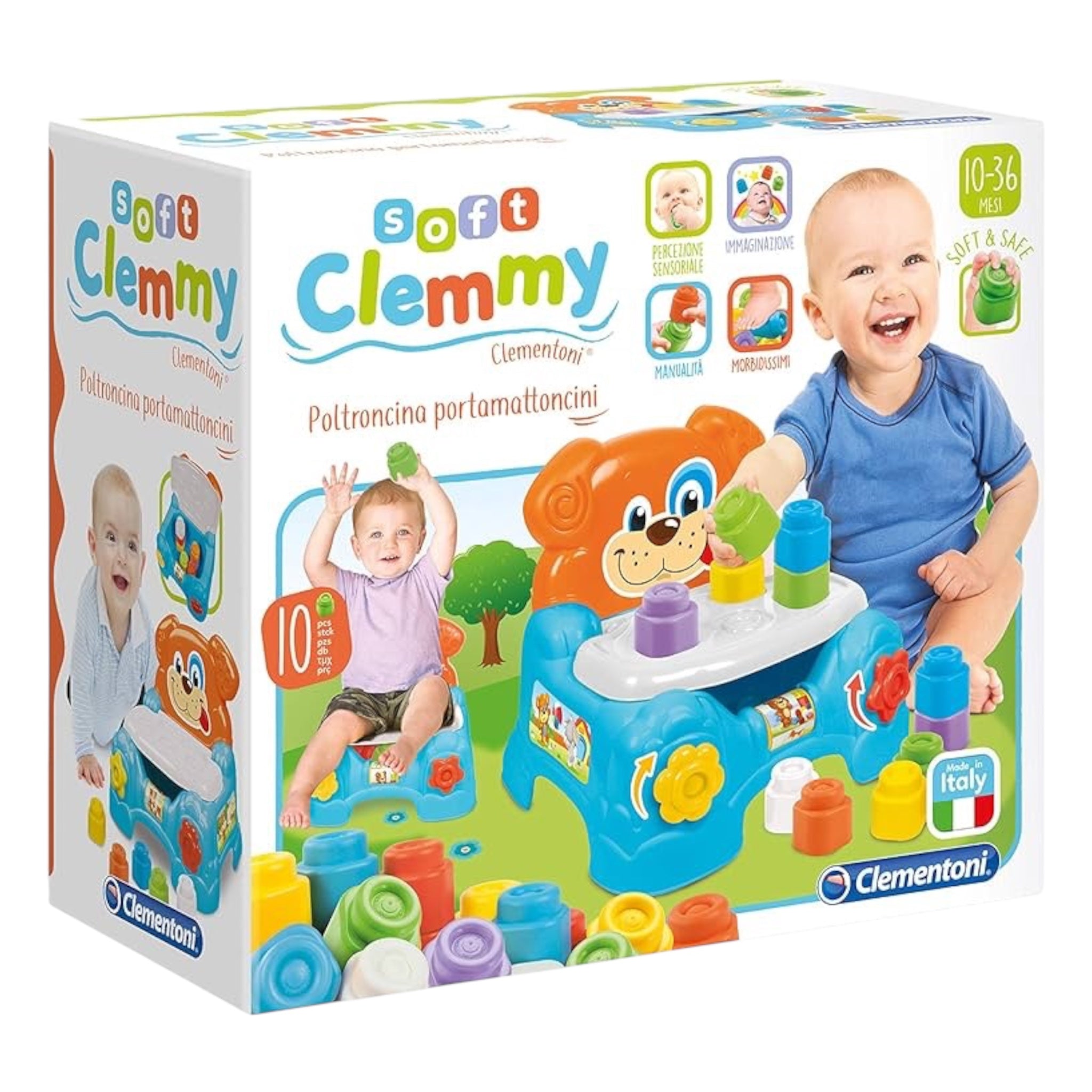 Clementoni Soft Clemmy - Poltroncina Cagnolino Porta Mattoncini