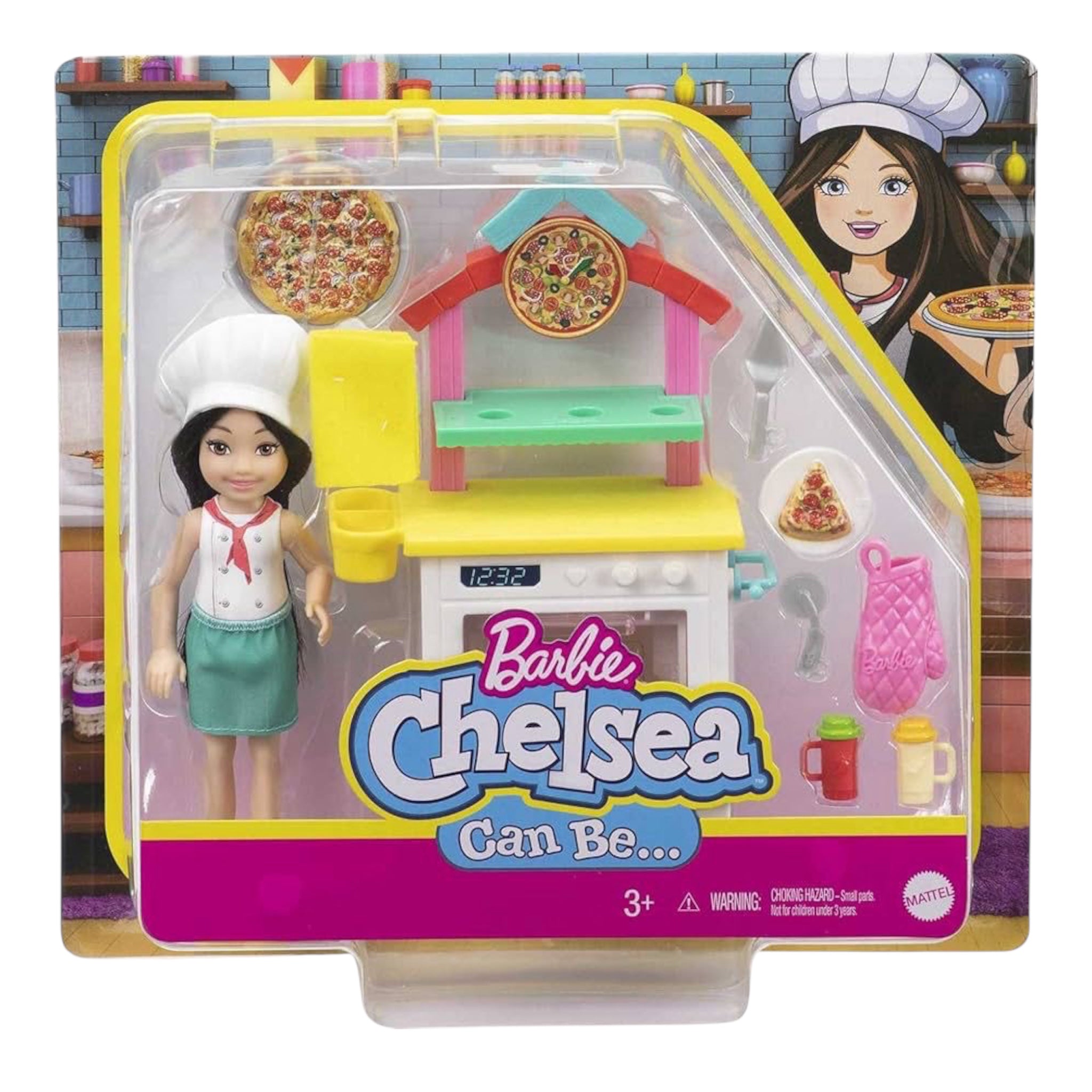 Barbie Playset Pizzeria con Bambola Chelsea Bruna, Forno per Pizze e Tanti Accessori