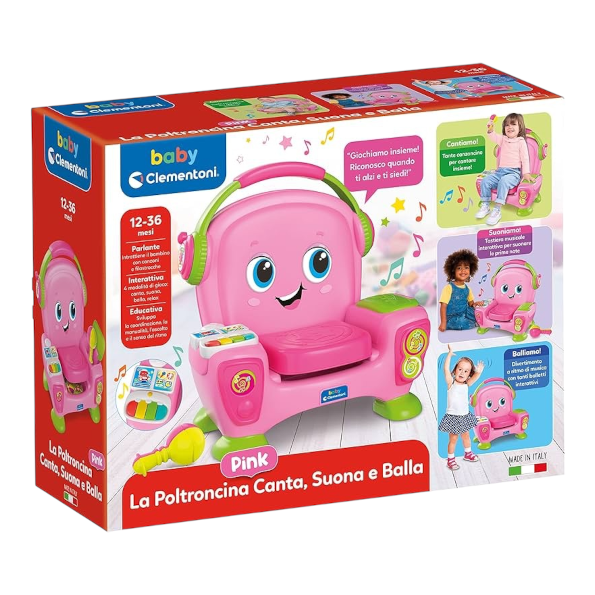 Baby Clementoni Poltroncina Interattiva Canta Suona e Balla Pink