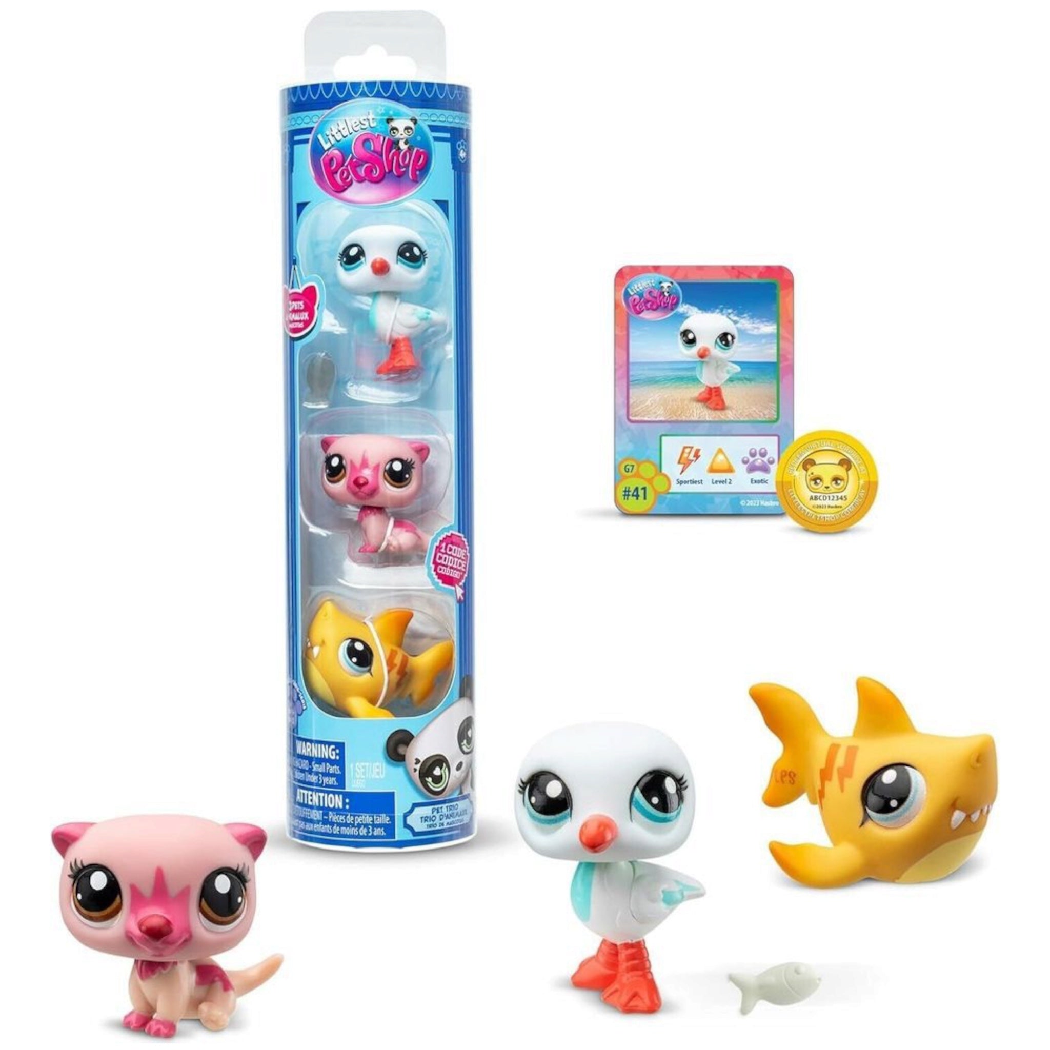 BANDAI Littlest Pet Shop Set di 3 figurine Tubo