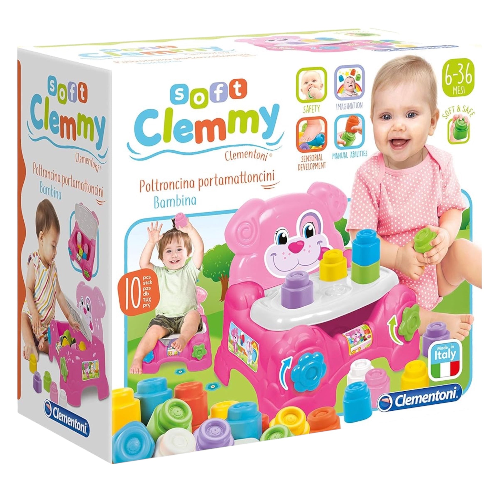 Clementoni Soft Clemmy - Poltroncina Cagnolina Porta Mattoncini