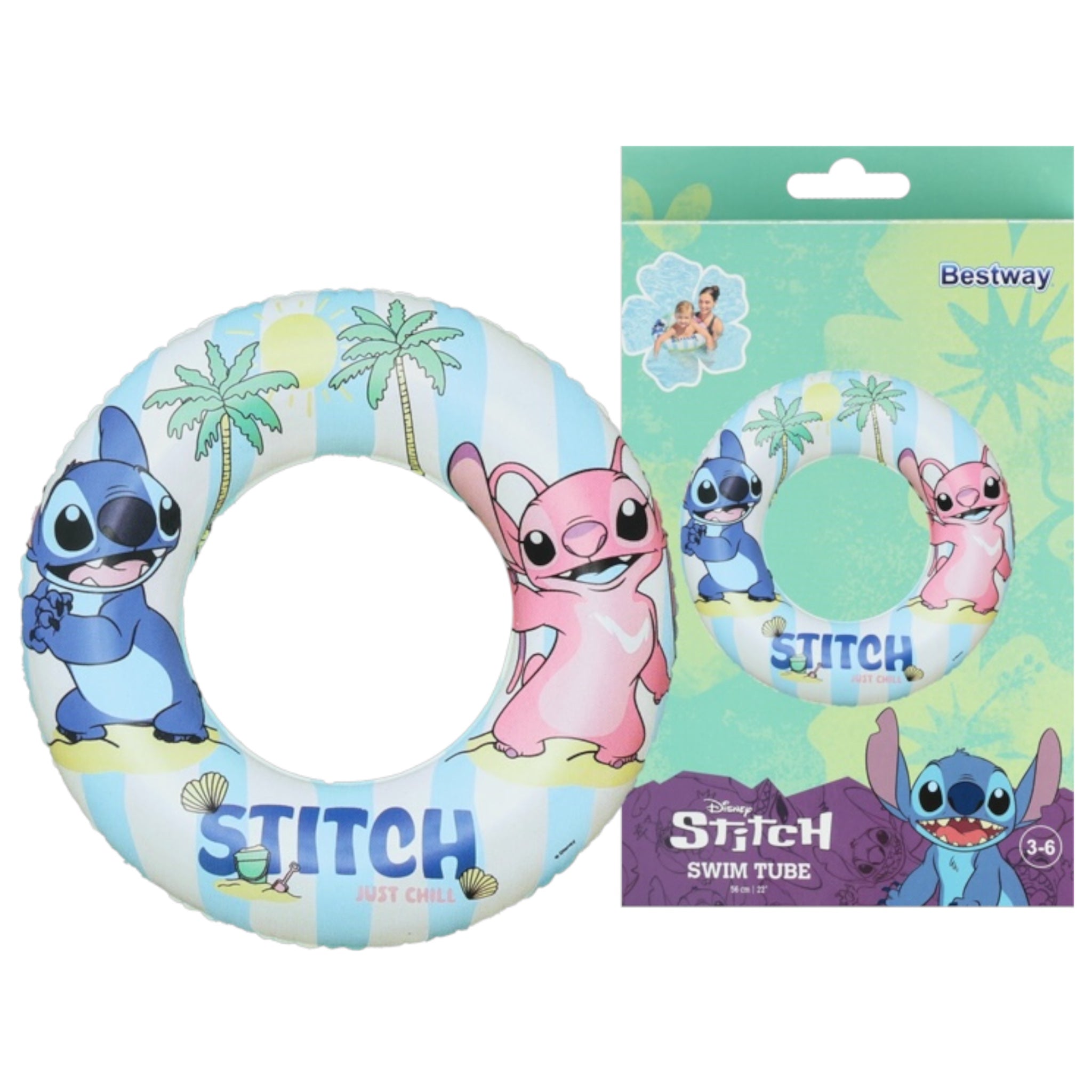 DISNEY STITCH Bestway Ciambella Gonfiabile 56cm Salvagente per Bambini Piscina Mare
