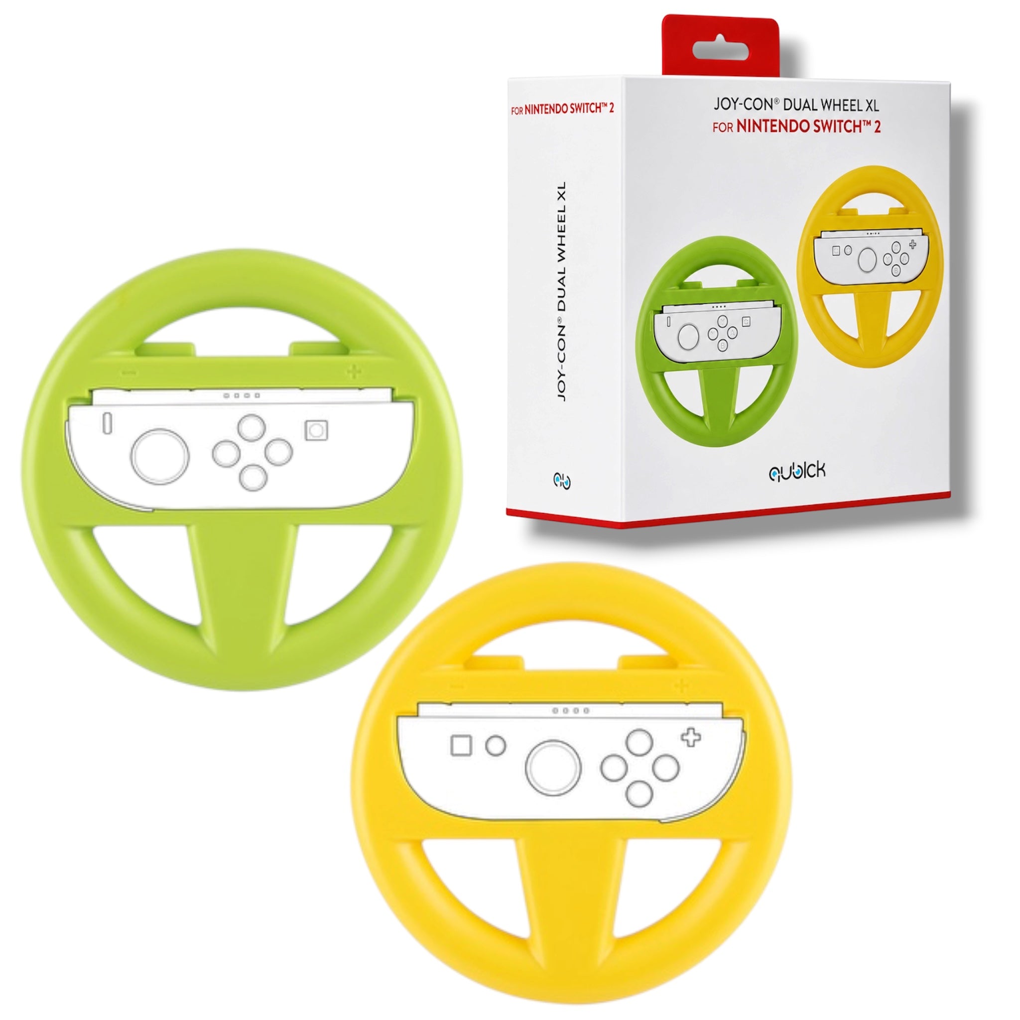 NINTENDO SWITCH 2 Volante simulatore guida Dual Wheel for Joy Con 2 Green e Yellow