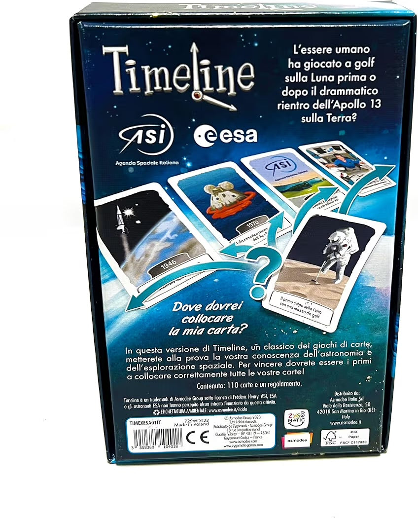 Asmodee Gioco da Tavolo 2-6 Giocatori TimeLine ASI ESA (Agenzia Spaziale Italiana e Agenzia Spaziale Europea) Metti Alla Prova le Tue Conoscenze sull'Astronomia 8 Anni