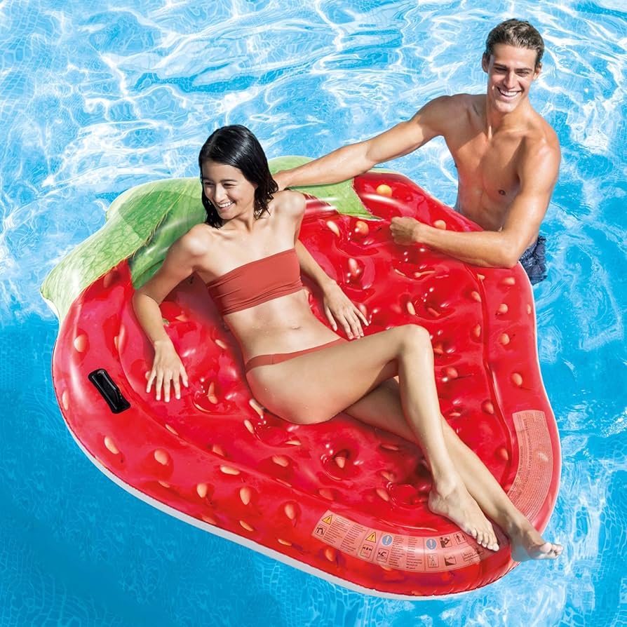 Intex Materassino Gonfiabile Fragola Gigante Rossa 160x132 cm per Piscina e Mare