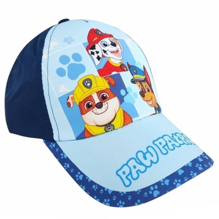 Cappellino Blu Scuro Bambino Paw Patrol Rubble Marshall Chase Baseball con Visiera Parasole Regolabile Velcro 53 cm